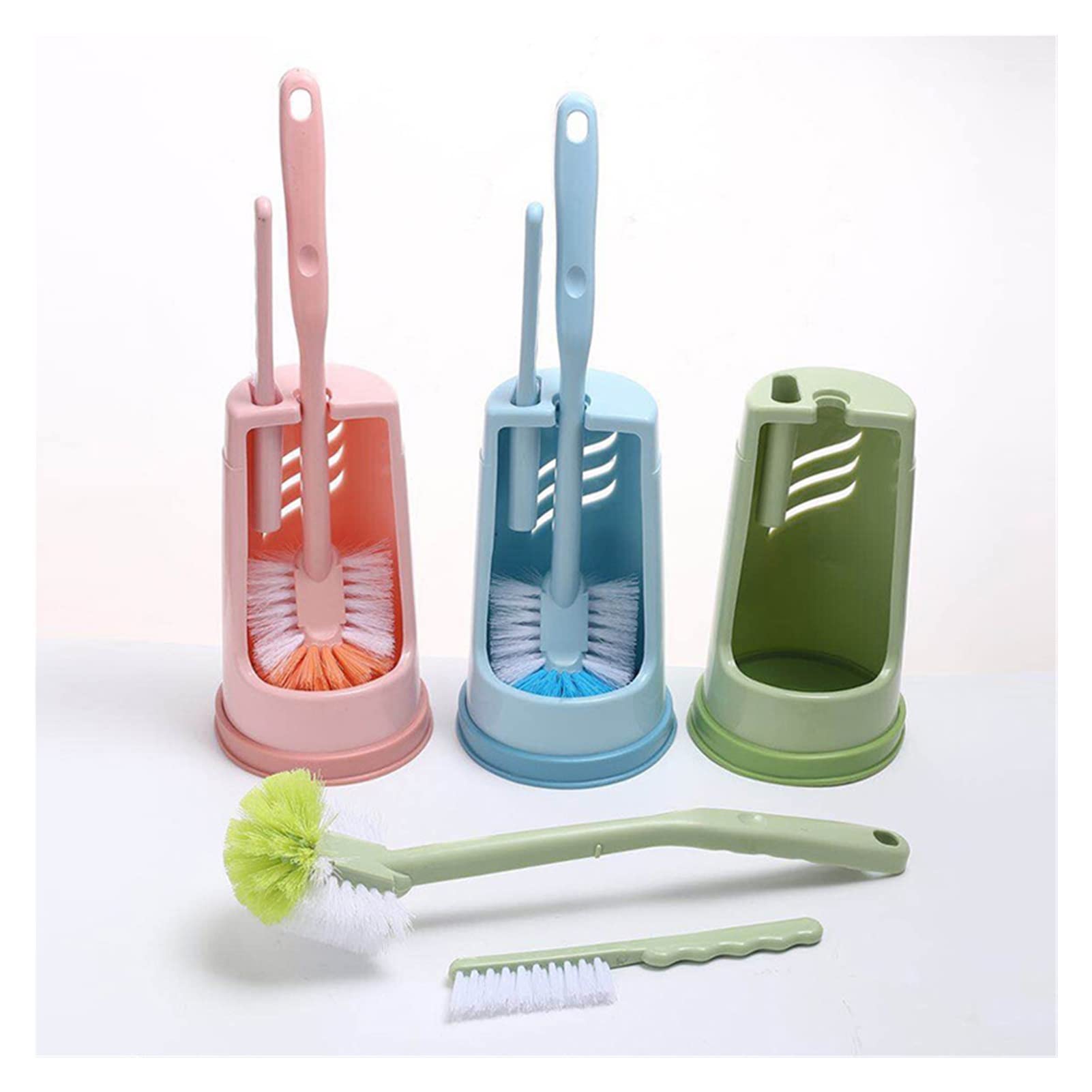 Set scopino per WC 3 in 1, scopino per WC Blu con Supporto, detergente per Il Bagno in plastica, Efficace Strumento per la Pulizia del WC, Accessorio Essenziale per Il Bagno