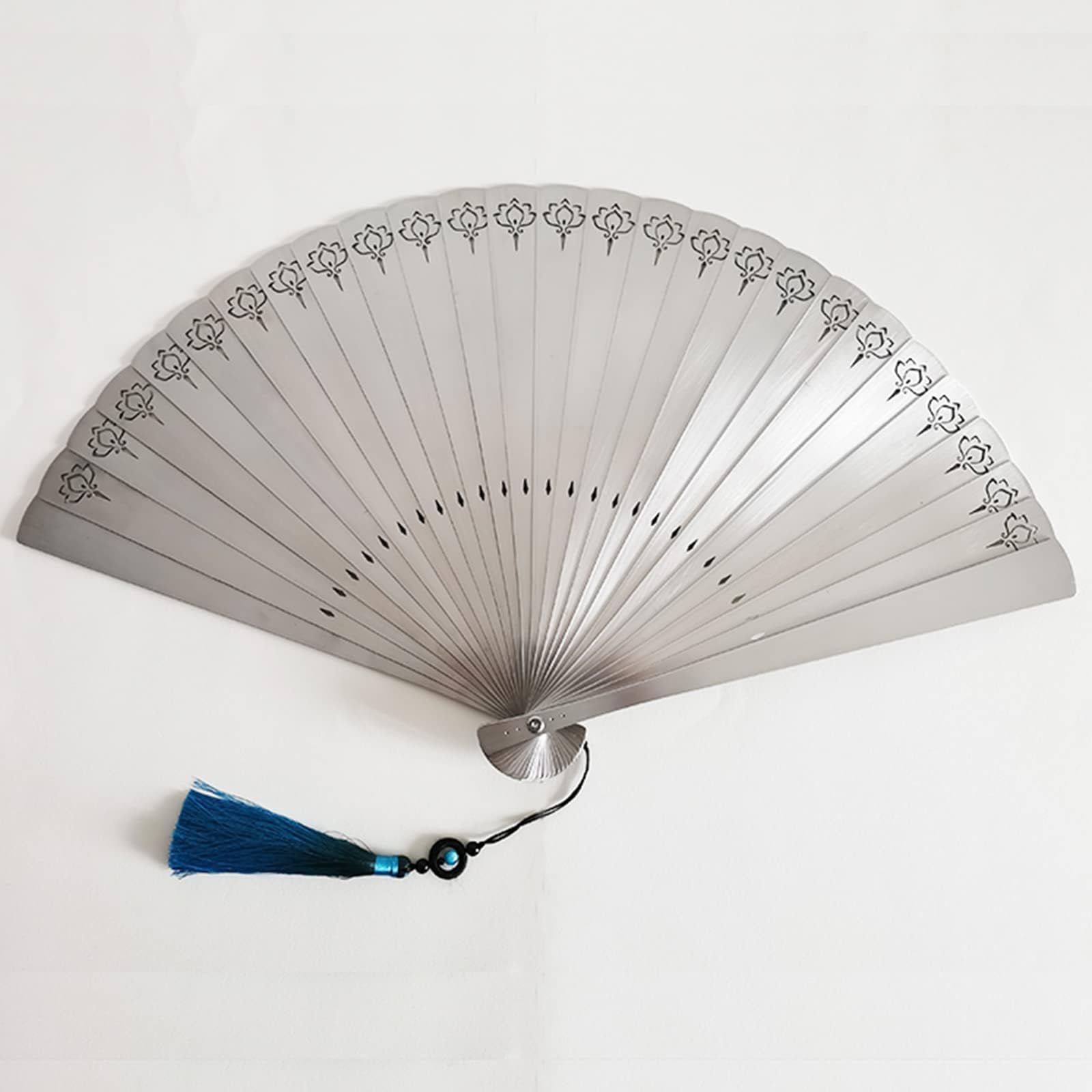 EGEN Made of Pure Metal, Handmade Iron Fan Metal Folding Fan Stainless Steel self-Defense Weapon, Fitness Bone Alloy Kung fu Tai chi Martial Arts Ancient Style