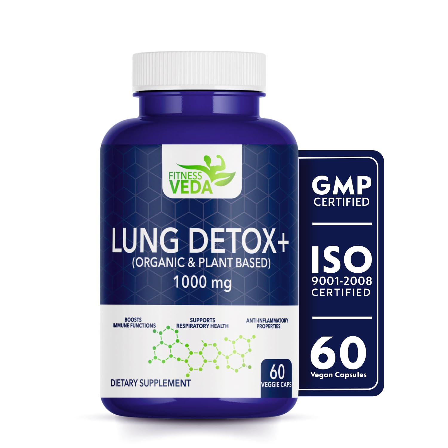 [BRSRAHT3CAGQKHTZ] FITNESSVEDA Lung Detox+ Supplement | Respiratory Wellness & Immune Support |Organic & Plant Based | Clears Congestion, Supports Breathing Comfort, Improves Lung Health & Daily Cleanse | Pack of 1 – 60 Capsules