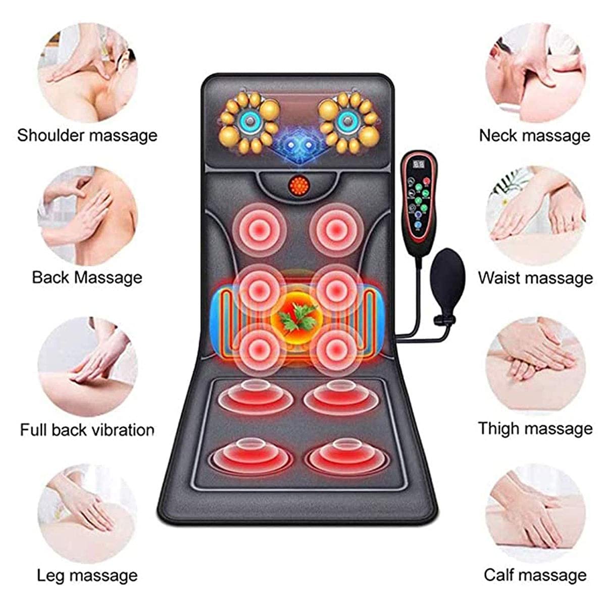 Esterilla de masaje multifuncional para cintura y cuello con 30 cabezales, cojín masajeador de cuerpo completo para aliviar el dolor de espalda, cuello, lumbares y piernas, colchón de masaje relajant