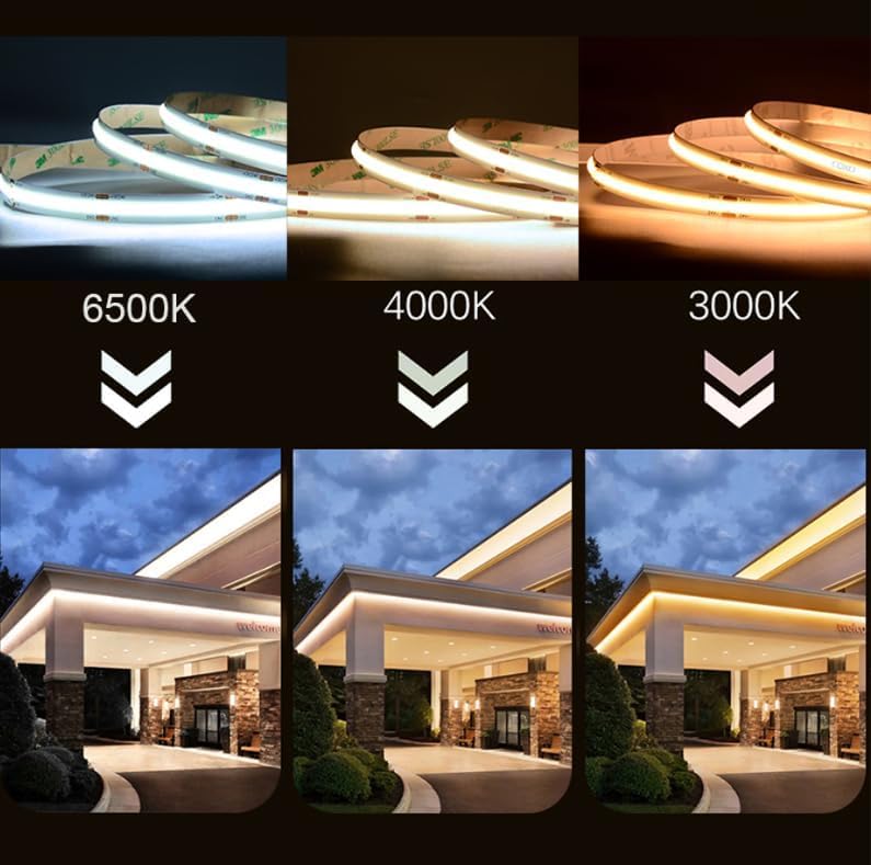 Image of COB LED Strip Lights DC 24V LED Lights Flexible Super Bright LED Strips,5Pack 16.4ft 6500K White,CRI 90+,2400LEDs High Density Uniform Light for Bedroom Home Decor (No Adapter or Controller)