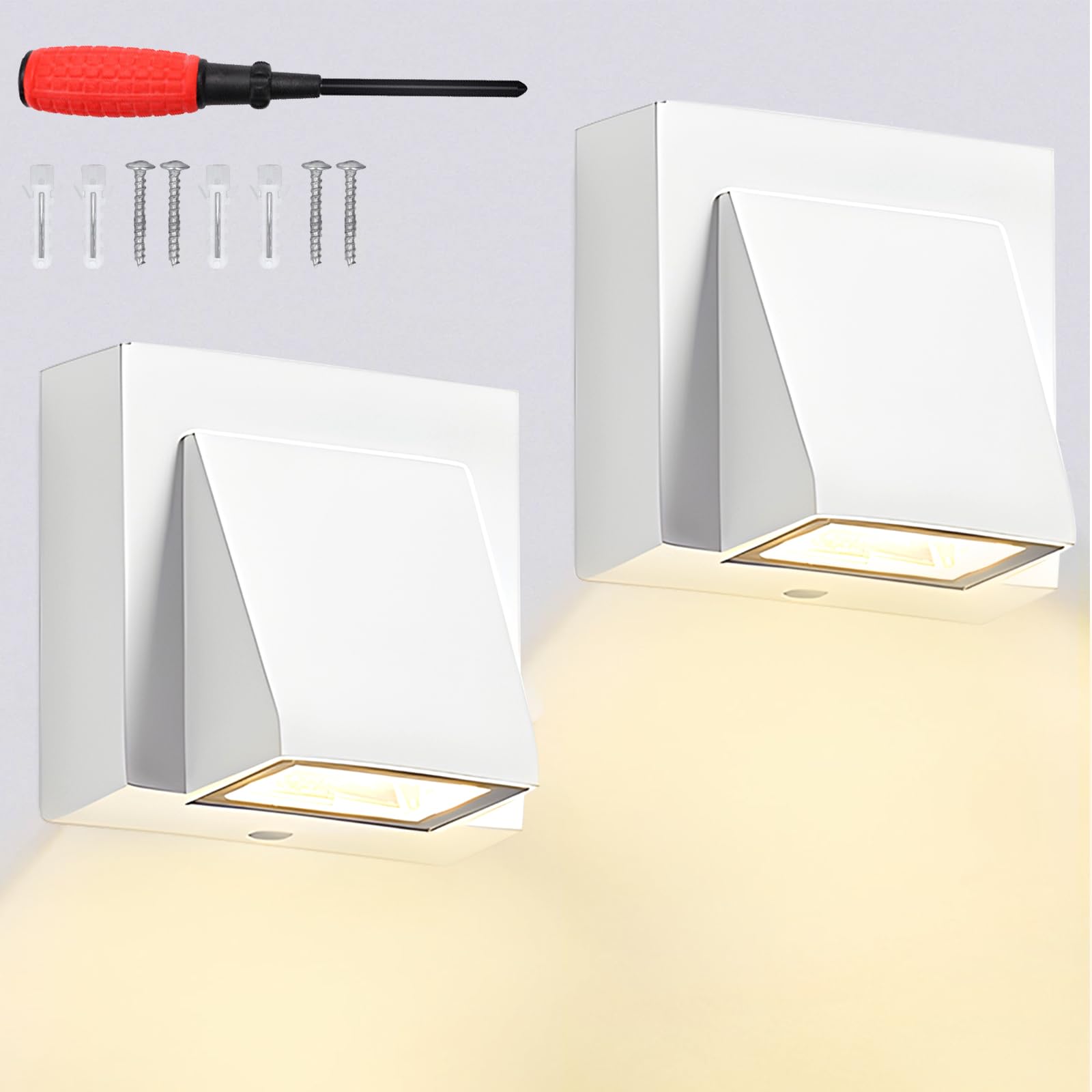 Svitzoot 2 Lámpara de Pared Exterior IP67 Aluminio LED Lámpara de Pared Exterior 5W Blanco Cálido 3000K Para Jardín Porche Interior Blanco