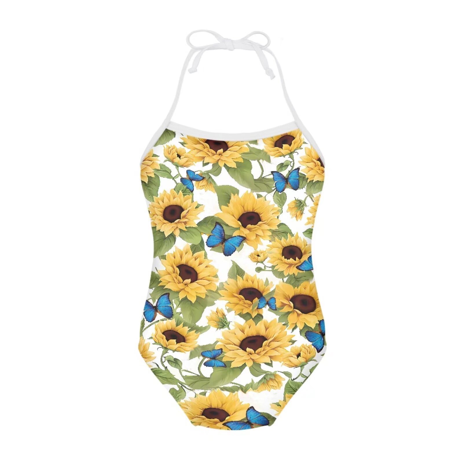 Girls One Piece Swimsuit Beach Bathing Suit Toddler Floral Halter Straps Swimwear for 1-10 Years