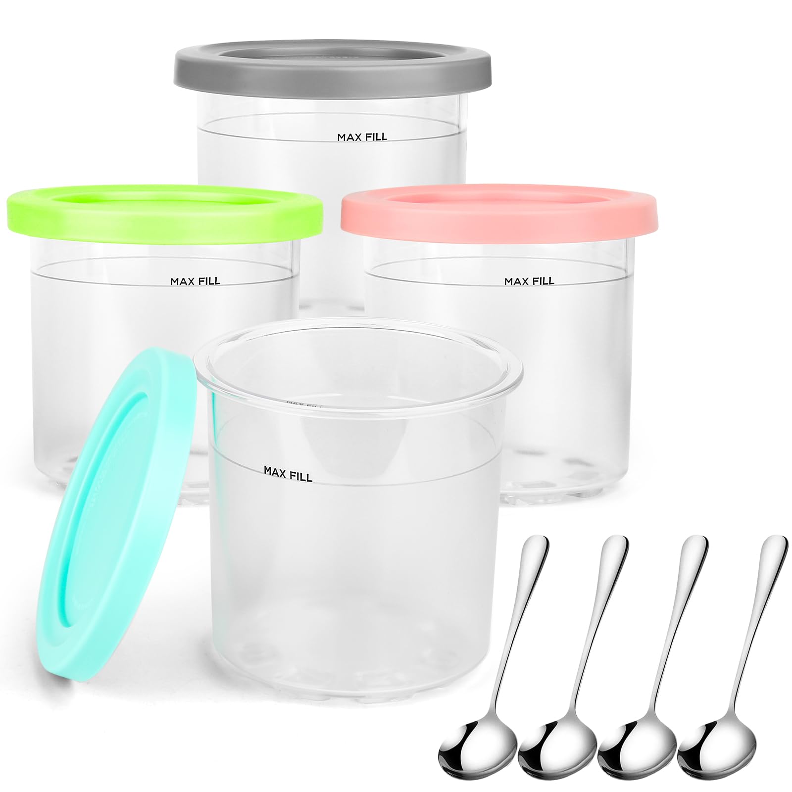 Contenitori Ricambio Ninja Creami - 4 Pinte BPA Free Per Gelati E Sorbetti