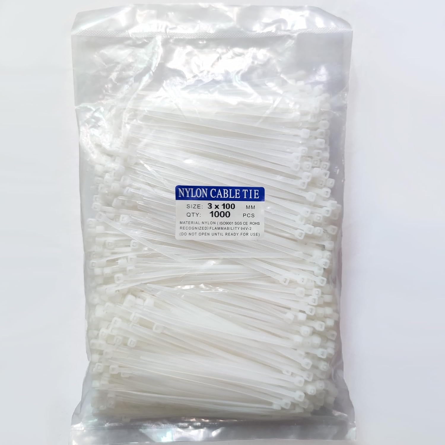 Zip Ties 4 Inch 1000 Pack, Small Clear White Cable Ties Indoor and Outdoor Nylon Self-Locking Wire Ties