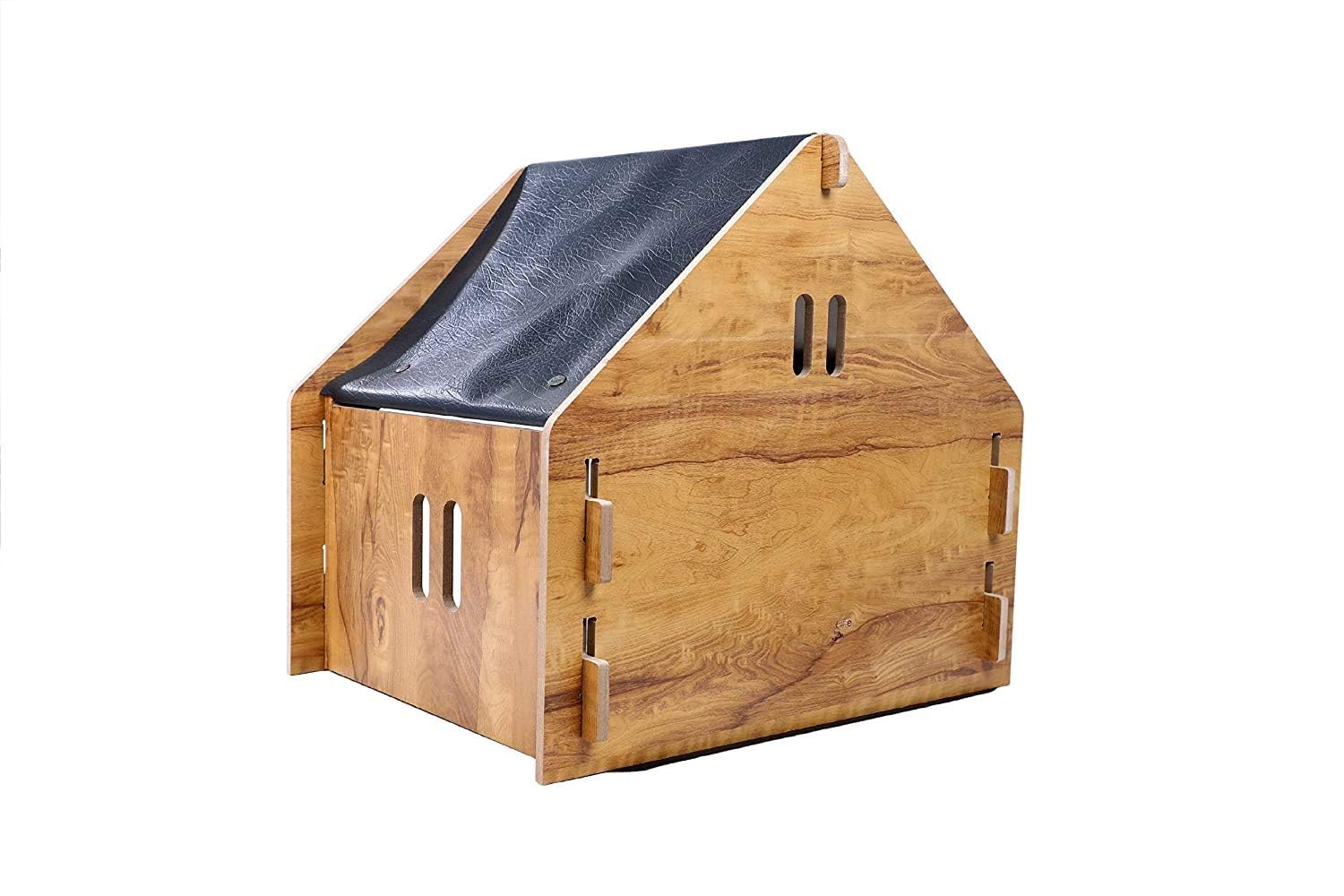 Cat House Dog House Pet House for Dogs Large Wooden Doghouse for Small Medium Dog Foldable Pet House Wooden Dog House Cat House with Foldable Mat and Roof (Small) 3