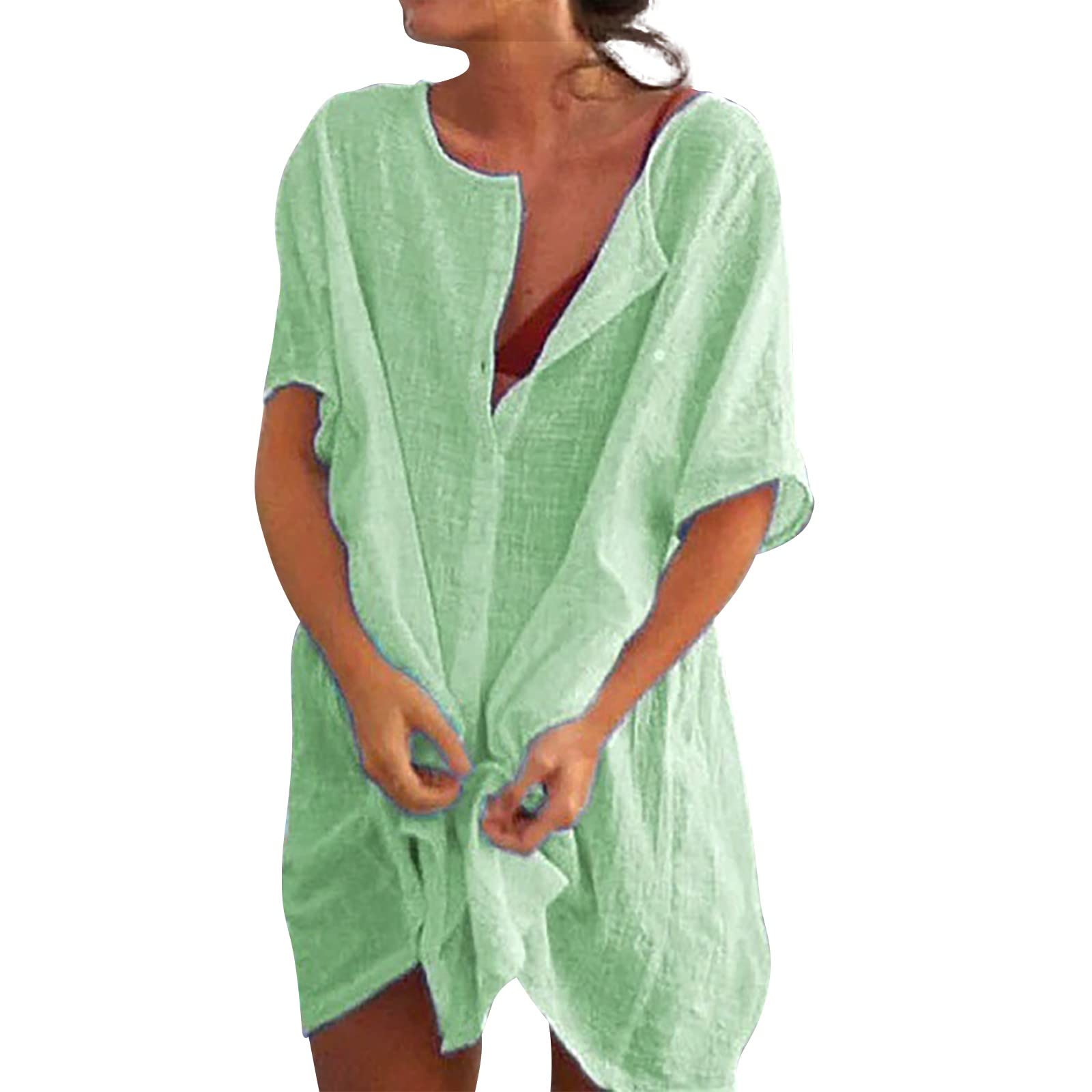 Generisch Elegante túnica de muselina ligera para mujer, pareos y vestidos de playa, pareo, trajes hawaianos, largos, vestidos de playa, para mujer, bikini suelto, pareo, vestido de verano, ligero