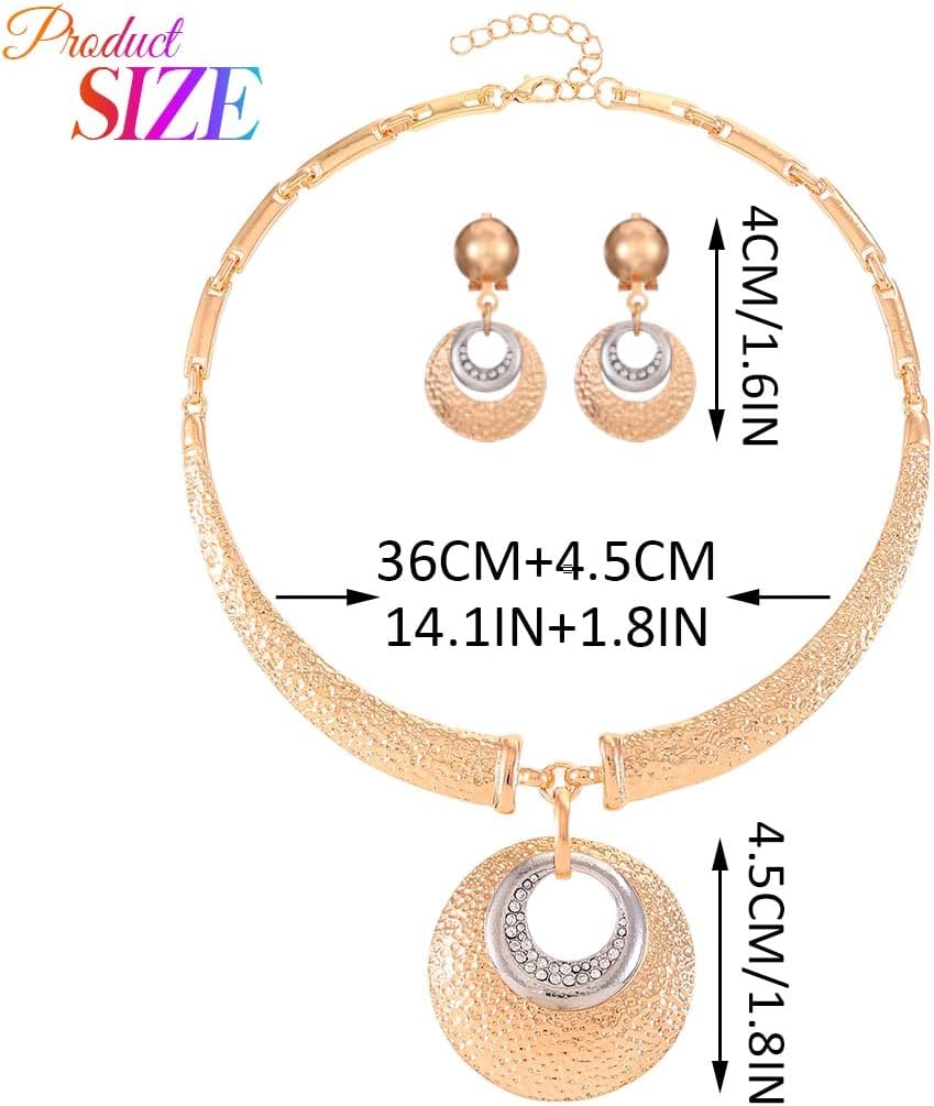 Yean African Choker Jewelry Set Gold Chunky Necklace and Earring Set Punk Statment for Women - Image 5