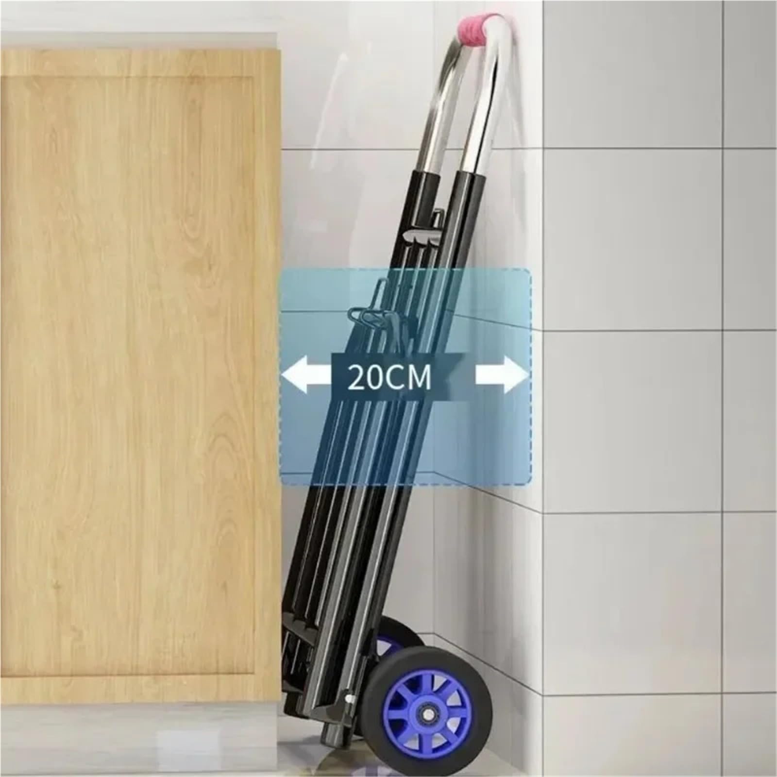 Carrito de compras plegable con mango ajustable, ruedas de poliuretano resistentes para subir escaleras fácilmente, carrito utilitario resistente para el hogar y la tienda de comestibles