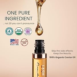 USDA Organic Castor Oil Lash Serum - Premium All Natural Cold Pressed Castor Oil Eyelash Growth Serum with Mascara Tube - Eyelash Treatment and Conditioner - For Thicker and Fuller Lashes