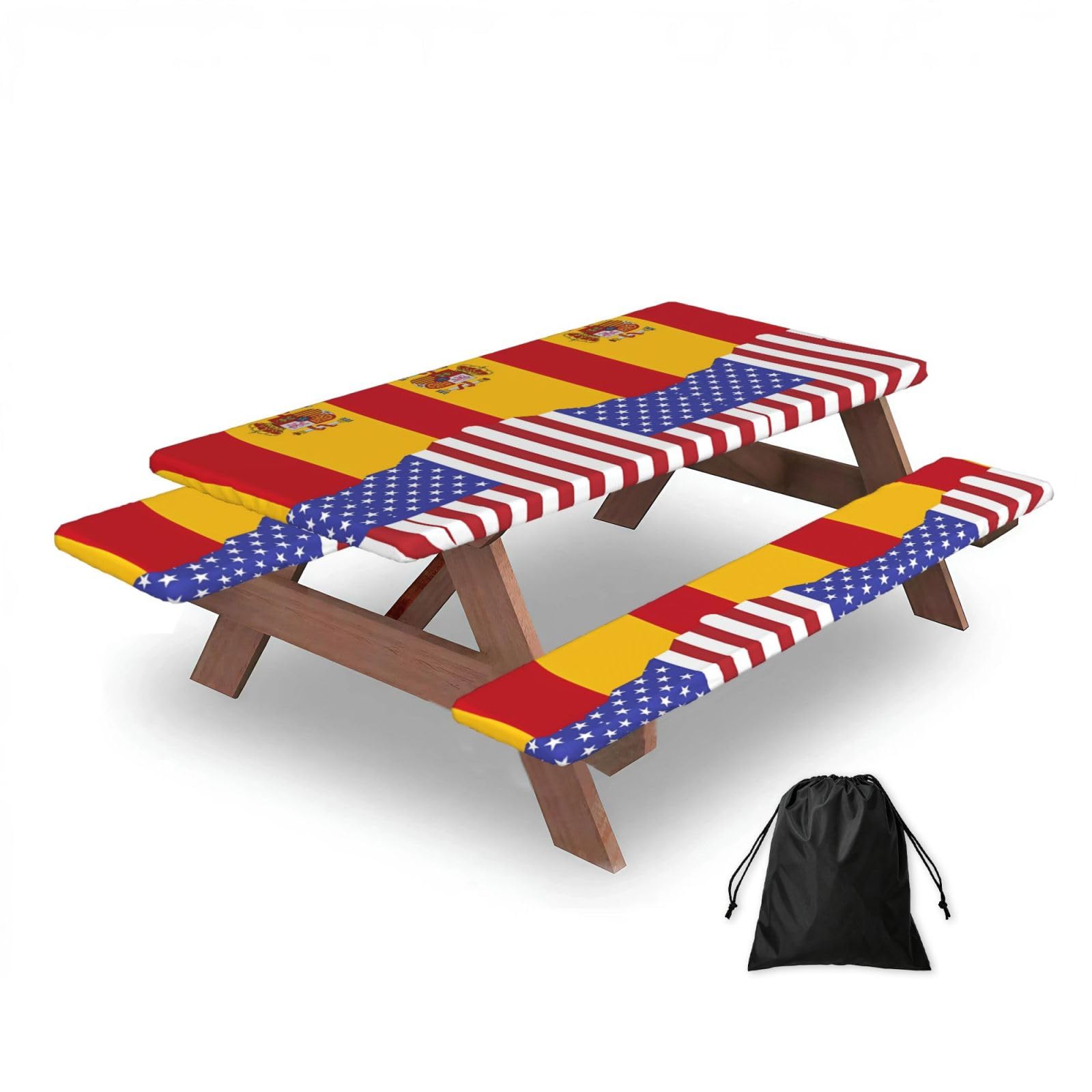 American Spain Flag Rectangular water-repellent picnic tablecloths, outdoor camping, picnic, BBQ