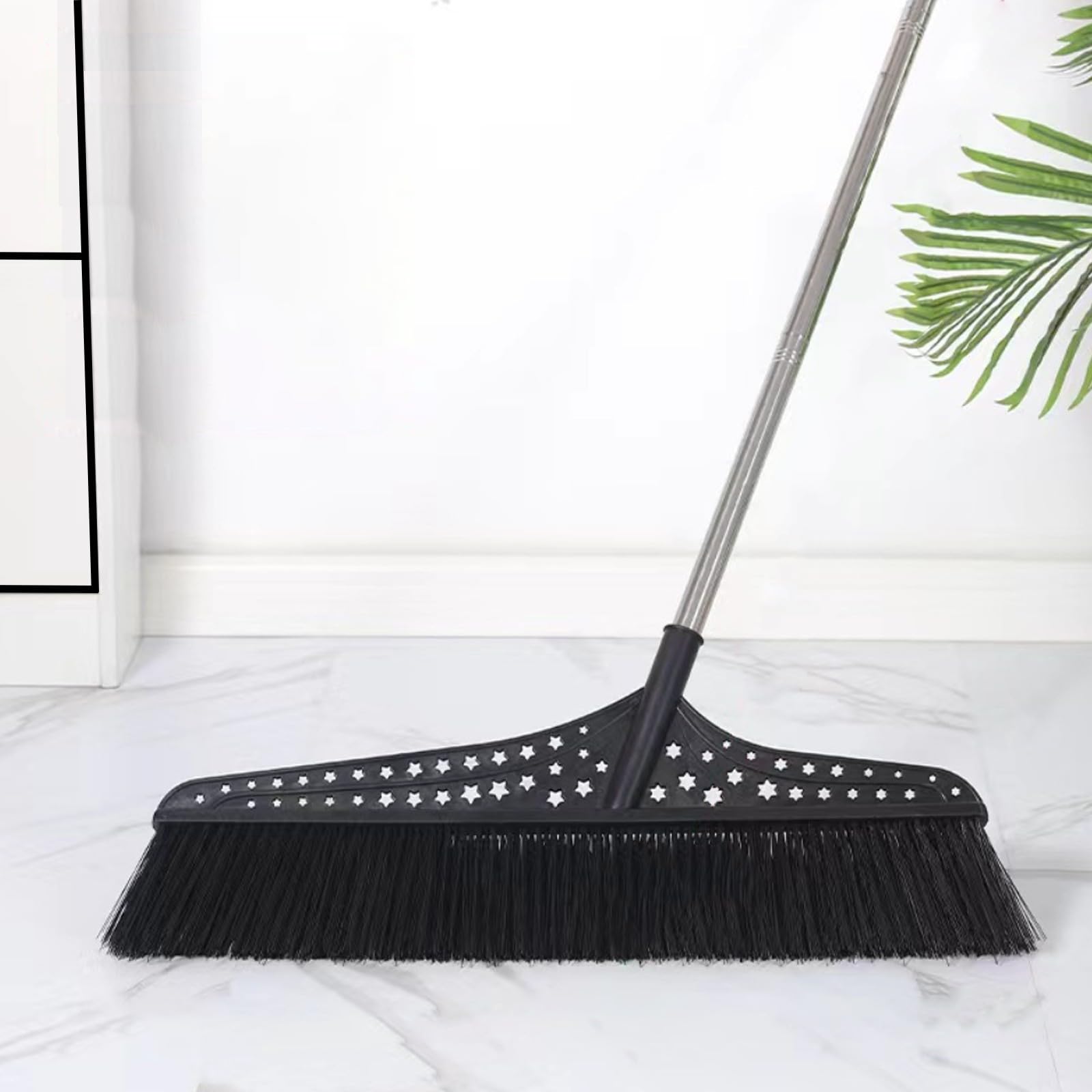 Scopa commerciale con setole dure, scopa larga per grandi spazi, scopa esterna per garage, cortili, esterni(Black,50cm)