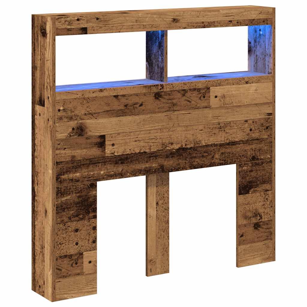 vidaXL Headboard Cabinet with LED Old Wood 100x17x102 cm — image 1