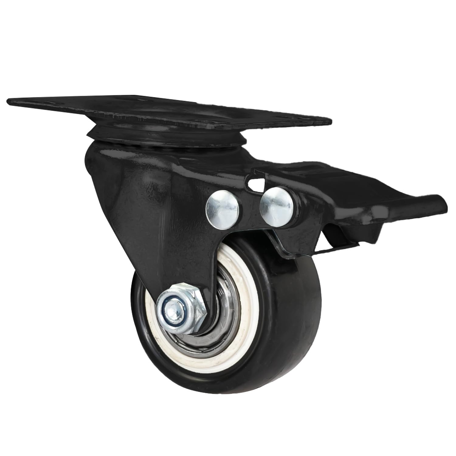 HMF 6710 Lot de 4 roulettes robustes avec frein en polyuréthane 38 mm Charge maximale 300 kg Noir