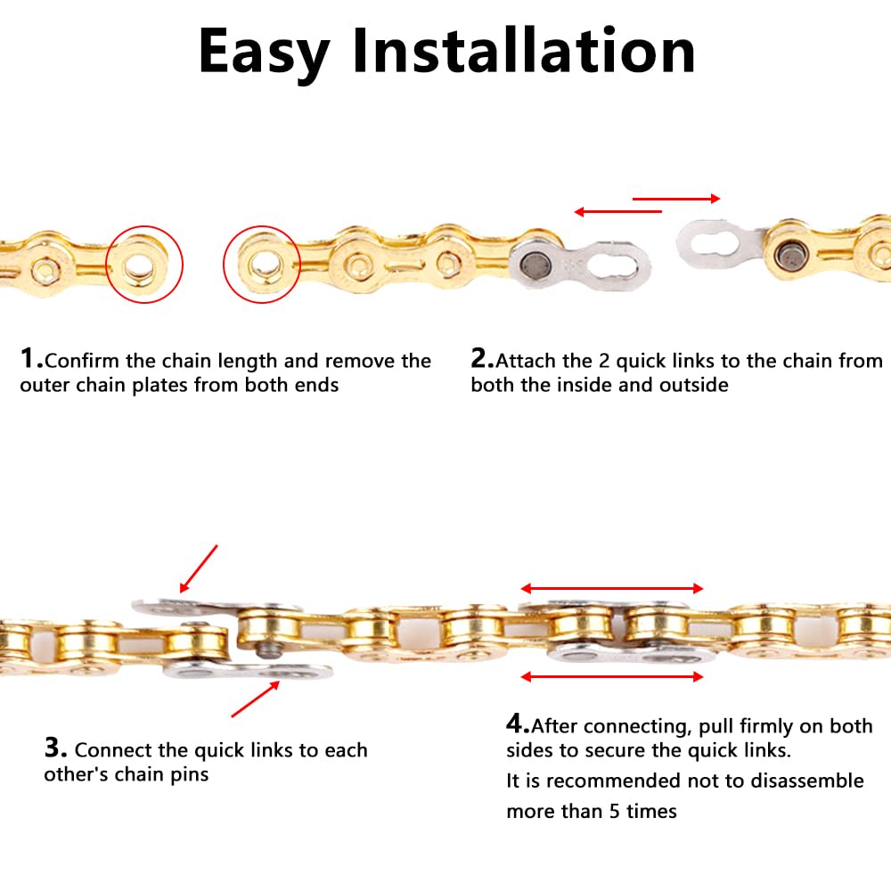 HARFINGTON 2pcs Bicycle Missing Link 12 Speed Reusable Steel Bicycle Chain Link Connector Quick Link Bicycle Chain Coupling For Mountain Bikes Road Bicycle Chain Replacement, Silver