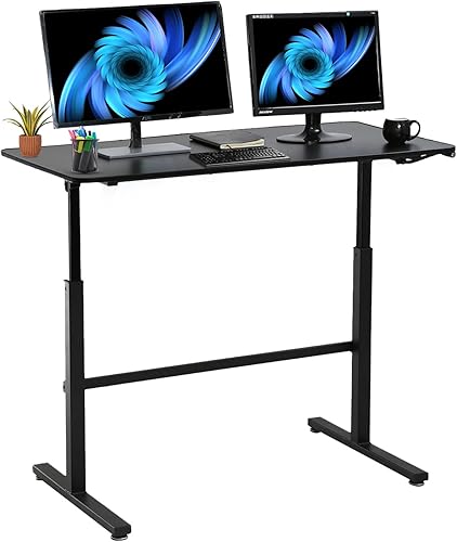 Ergotron - Escritorio de pie ajustable, escritorio de 47 pulgadas, convertidor de altura, estación de trabajo, escritorio grande para computadora