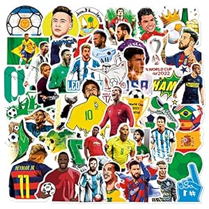 Soccer Stickers Decals 50 Pack for 2022 World Cup Party for Laptop, iPhone, Water Bottles, Computer, and Hydro Flask,DIY Decor for Bumper Wall