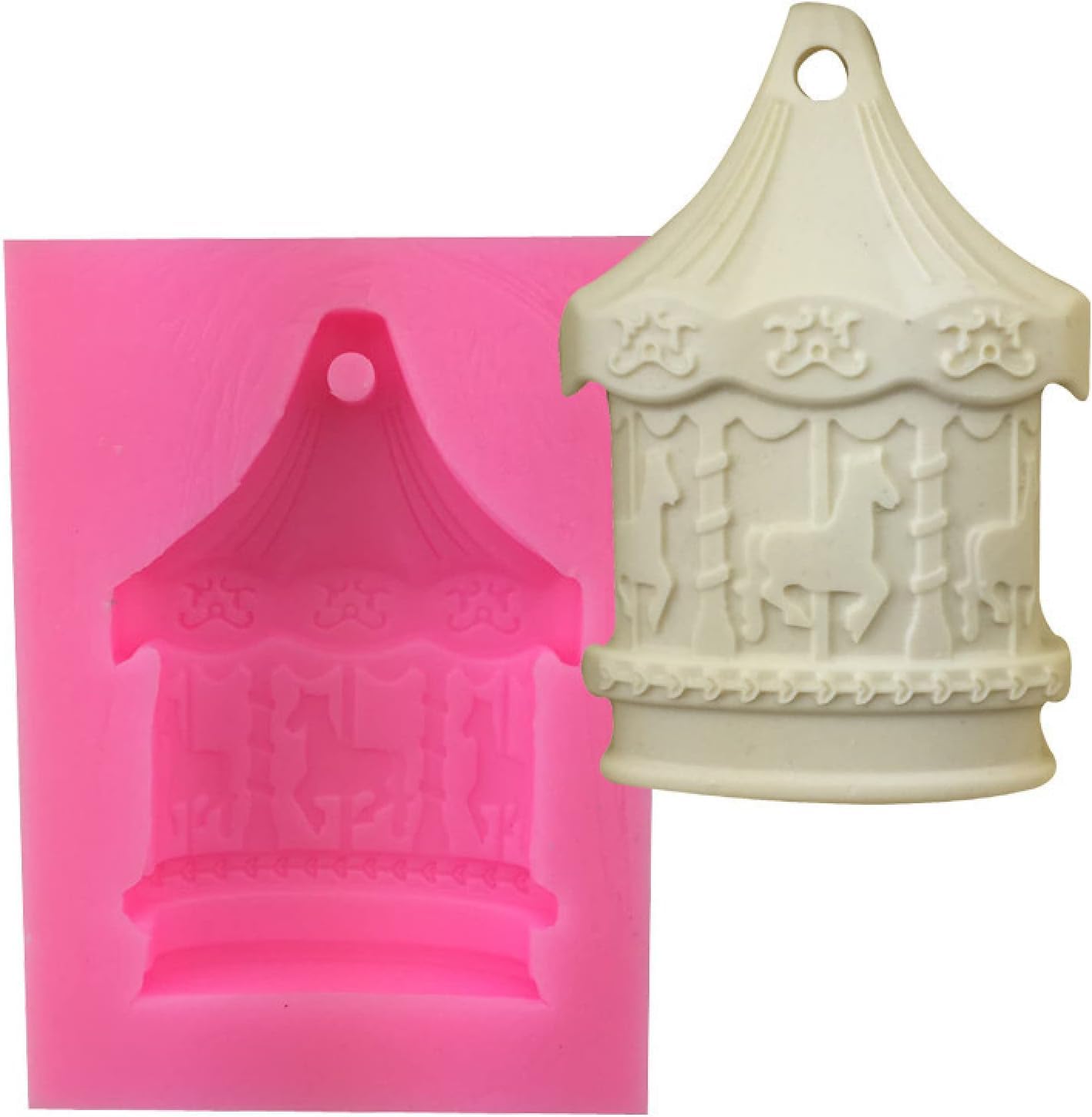 FirstTry Carousel Pendant Mold I Rotating Pony with Hanging Hole Shape Silicone Epoxy Mould I for DIY Homemade Resin Soap Clay Art Craft Jewelry Keychain Charm Bookmark Necklace Earring Making-image-10