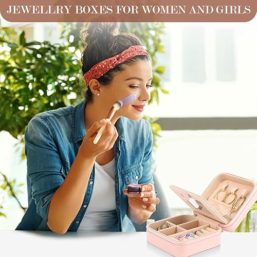 Miniatura 3 de A-Z - Joyero de viaje personalizado, joyero portátil, pequeño estuche de almacenamiento de joyas de viaje con espejo, regalo de cumpleaños para