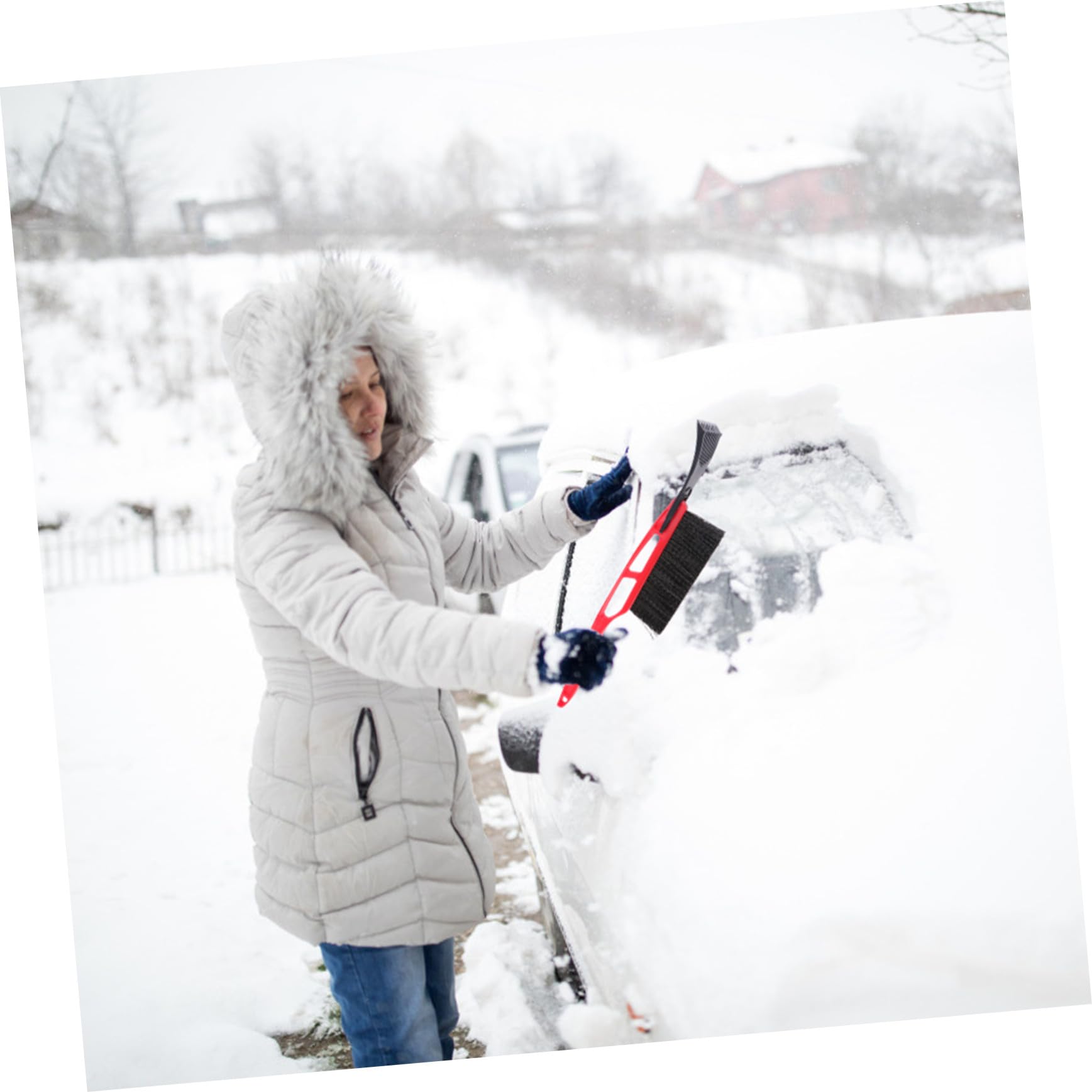 Toyvian Pala Neve Multifunzionale con Raschietto Ghiaccio e Ergonomico Casual Strumento per Rimozione Neve Auto Colore Casuale