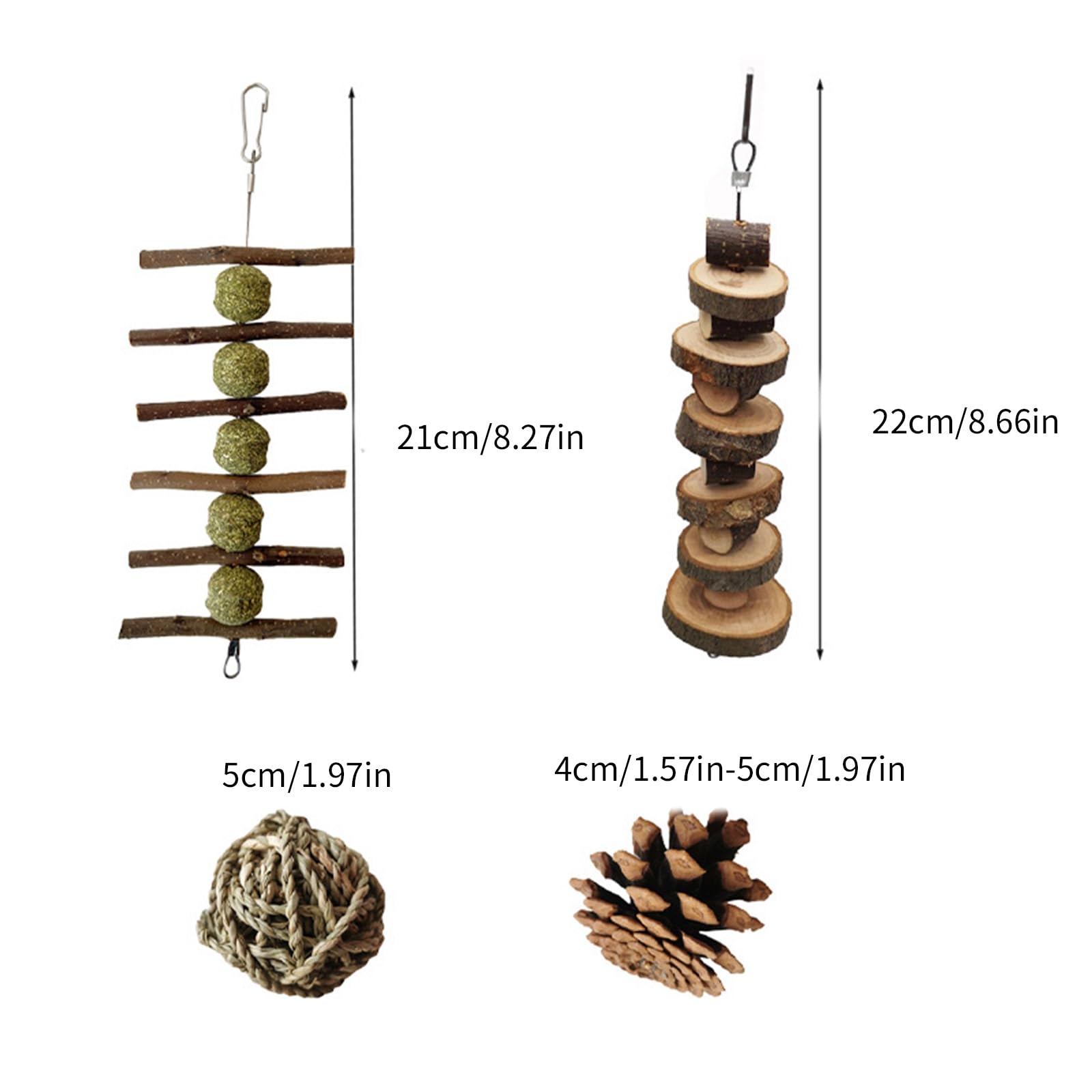10-teiliges Habitat Set für Hamster, Kauspielzeug, Käfighaus, Spielzeug, Rattanball, bissfest, Kaninchen für Kleintiere, Meerschweinchen, Langeweile