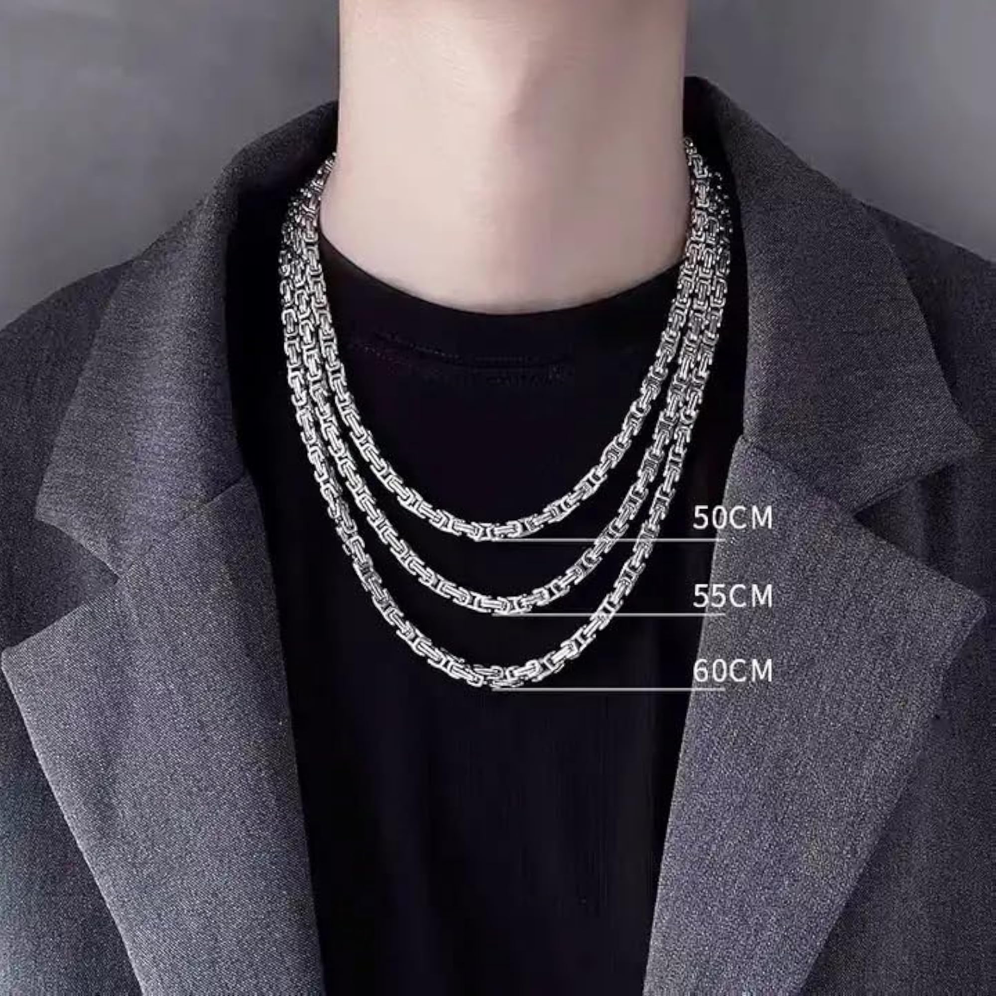 Men's Stylish Black Stainless Steel Chain Necklace Combo