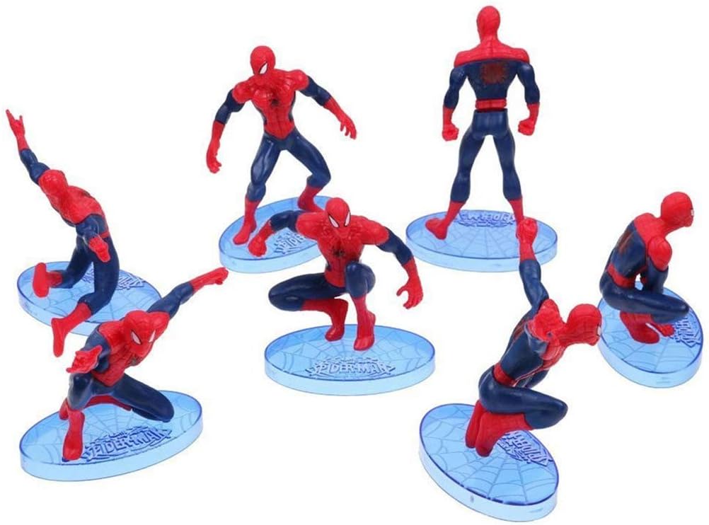 CAKE DECOR Ultimate Spider Man Cake Topper Superhero 7 Figure Set Birthday Party Cupcakes Figurines Marvel Comics, Random