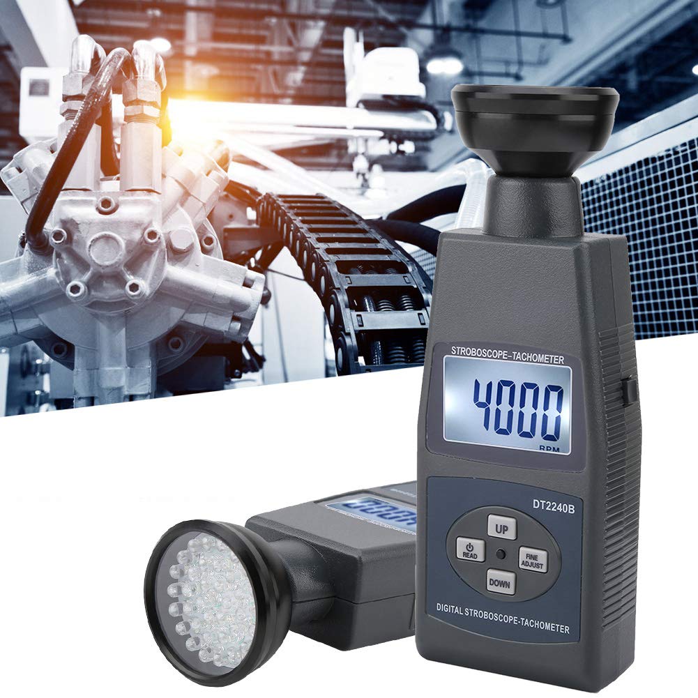 Digital Tachometer, DT2240B Portable Stroboscope Flash Tachometer Meter