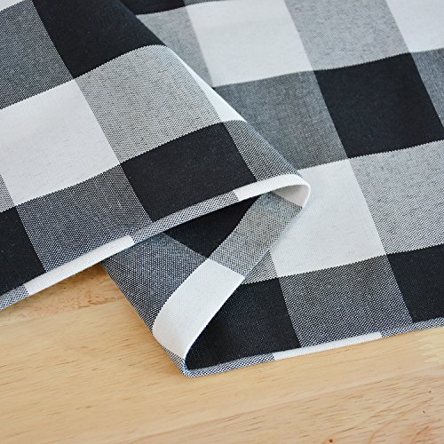 Natus Weaver 100% Cotton 2 Piece Fabric In 1, Black & White Buffalo Check Farmhouse Decorative Table Runner For Family Dinners Or Gatherings, Indoor Or Outdoor Parties, Everyday Use (12 X 120) #TOP3