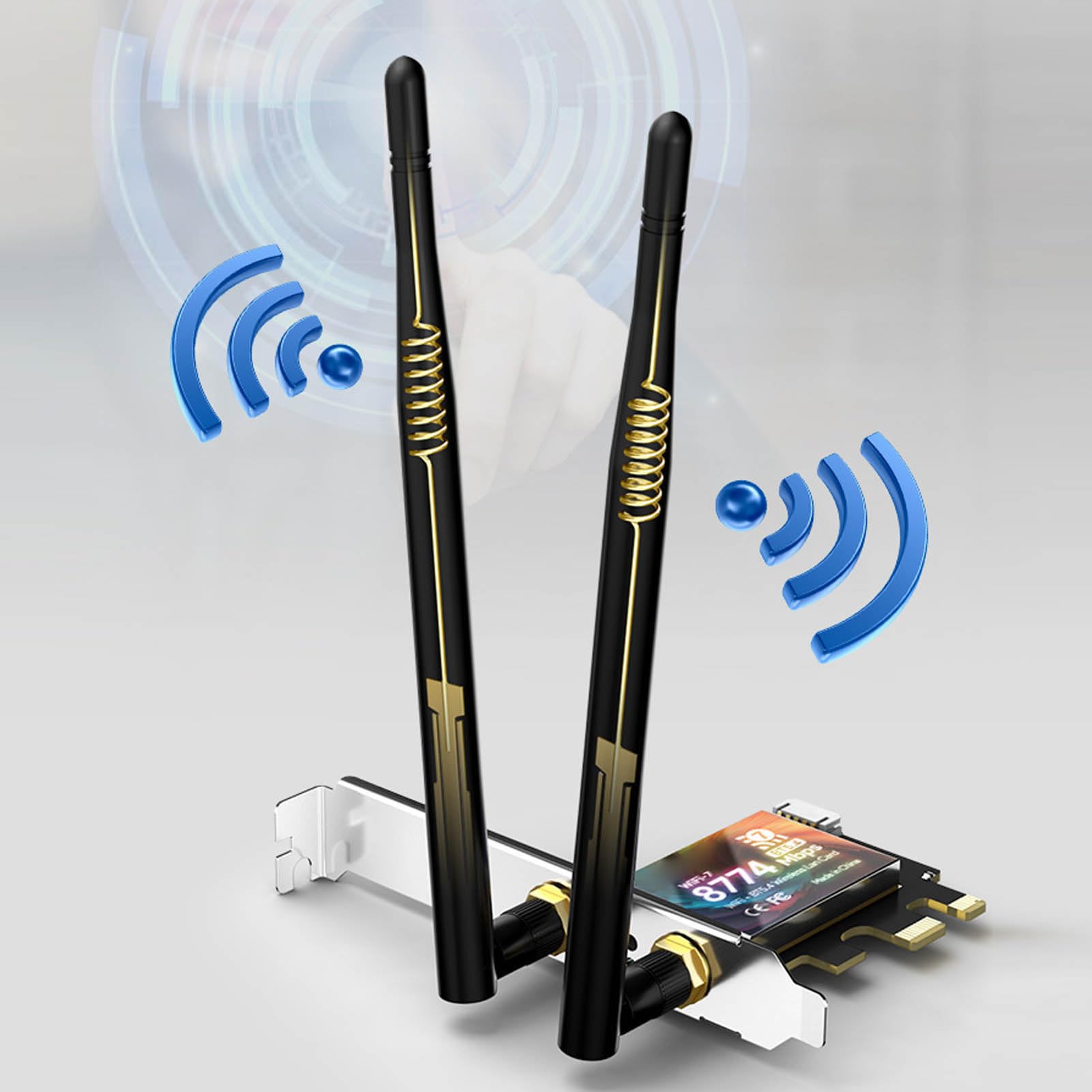 Karta Sieciowa PCIE 8774 Mbps, Bezprzewodowa Karta BT 5.4 WiFi 7 z technologią MU MIMO, Potrójne Pasma 6 GHz 5,8 GHz 2,4 GHz, dla Układu BE200, Kompatybilna z PCIE X1, X4,