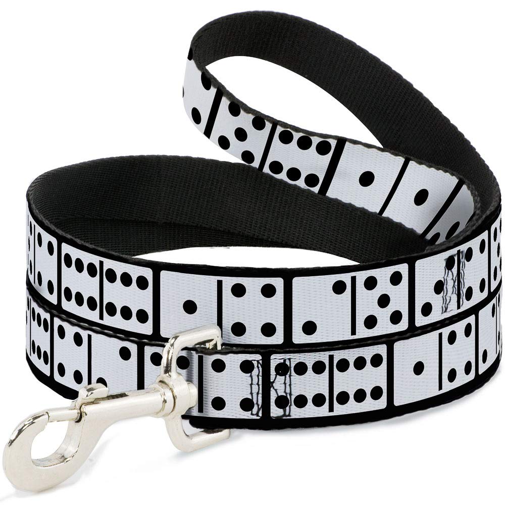 Dog Leash Dominoes Black White Black 6 Feet Long 1.0 Inch Wide