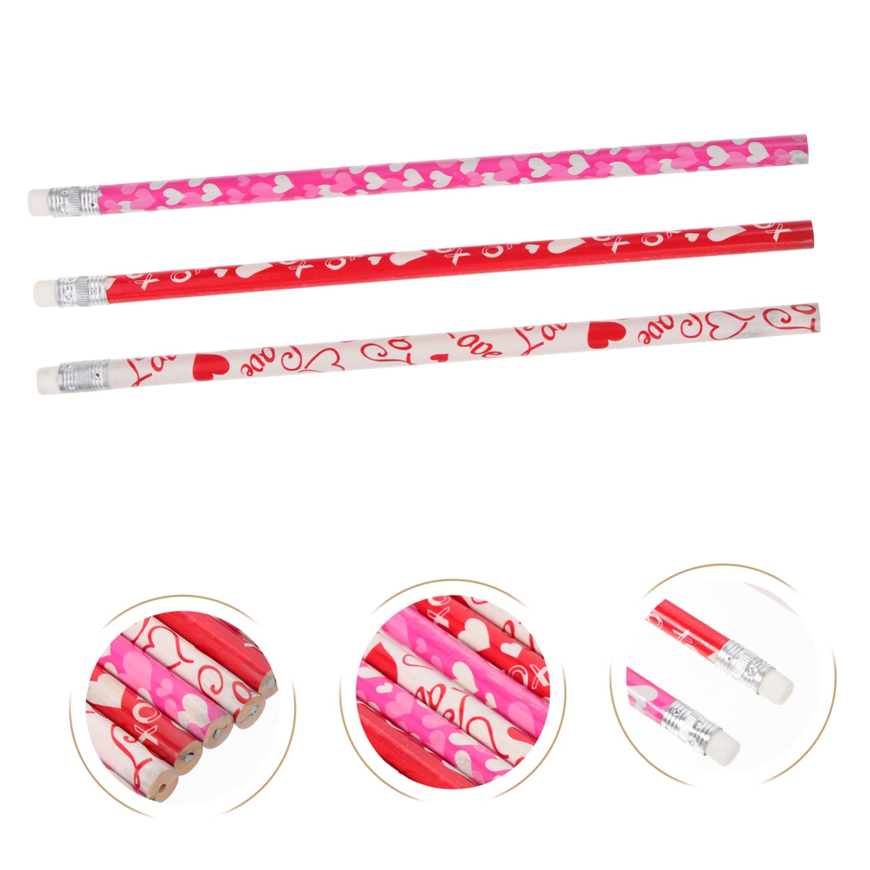 Lot De 3 Crayons En Bois Pour Garçons Et Filles Motif Cœur Pour La Saint-valentin Accessoires Pour Garçons Et Filles 50 Pièces X 3