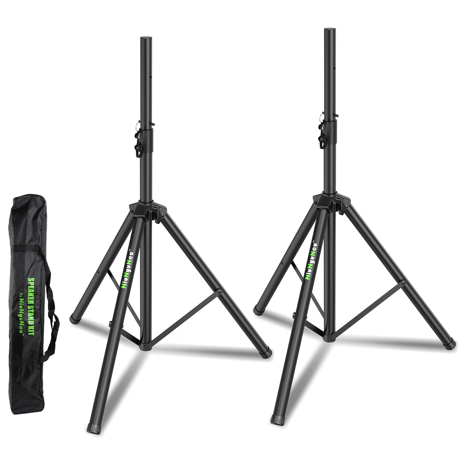 NiuNyuNeu Set of 2 Universal Tripod Speaker Stands Metal Heavy Duty DJ PA Tripod Speaker Stand Height Adjustable from 45'' to 72'' with a Carry Bag