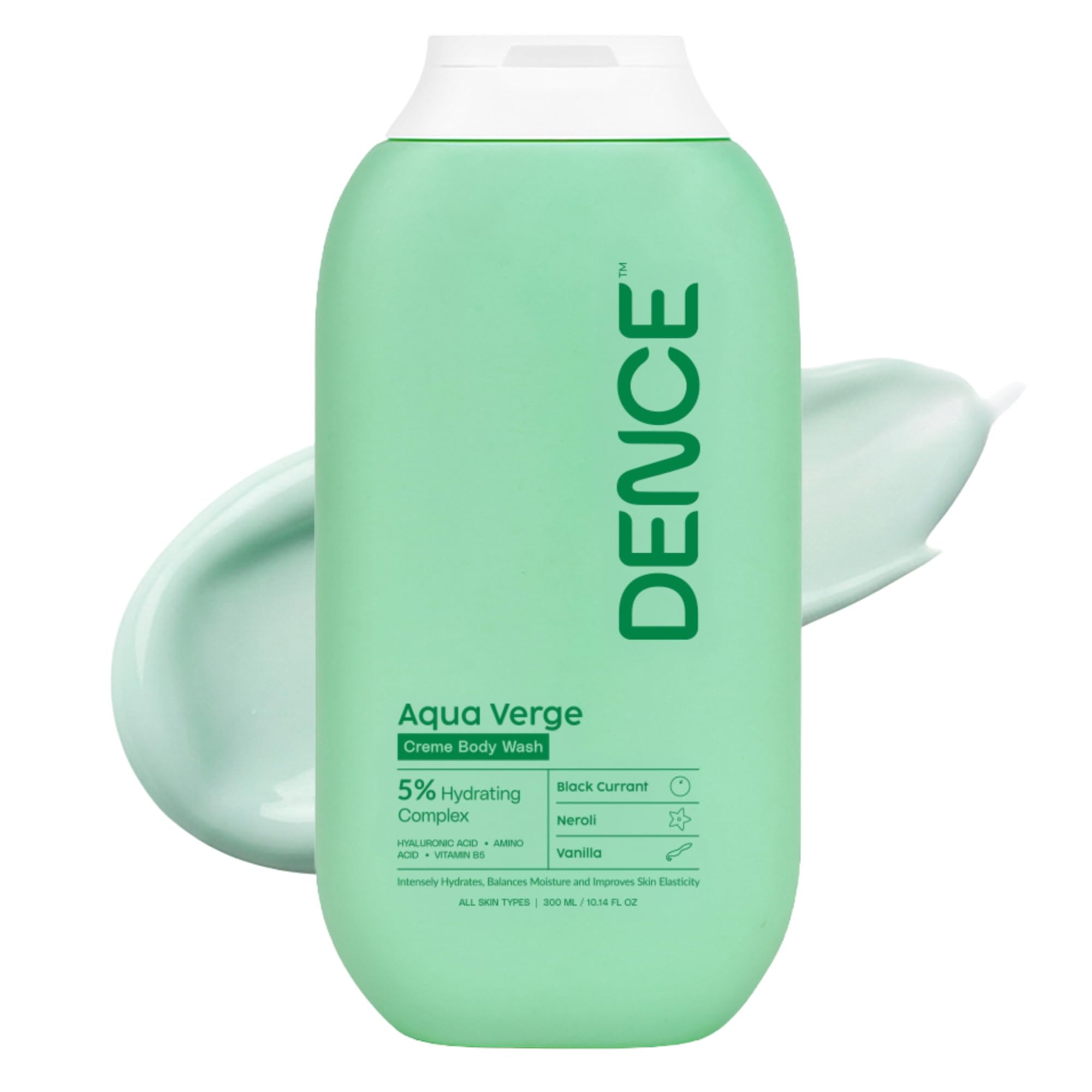 Dence Aqua Verge Hydrating Body Wash | 5% Hydration Complex with Hyaluronic Acid, Vitamin B5 & Amino Acids | Dry & Dehydrated Skin | Sulphate-Free, Paraben-Free | Black Currant & Neroli Fragrance | 300 ml-image-29