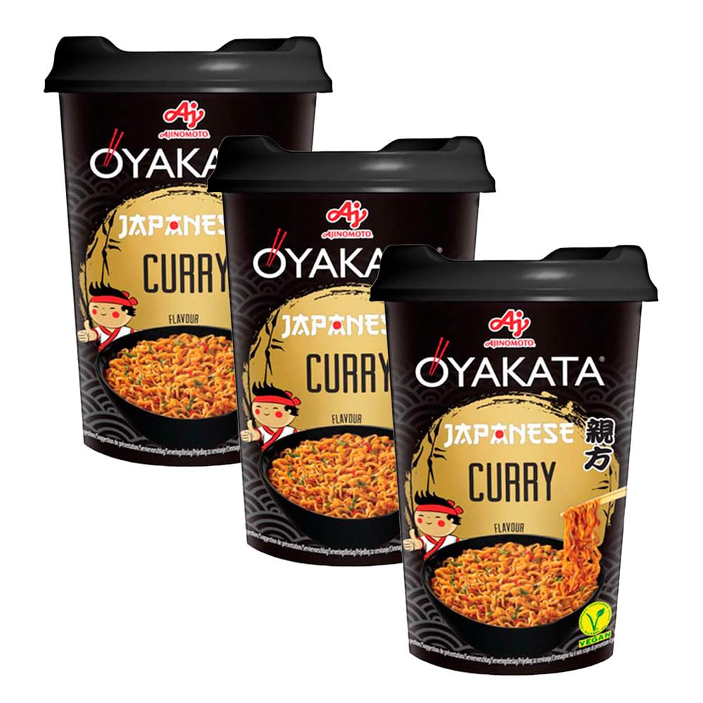 Fideos instantáneos curry japonés en vaso 90 g Pack 3 unidades, noodles rápidos listos en 3 min para casa oficina viajes