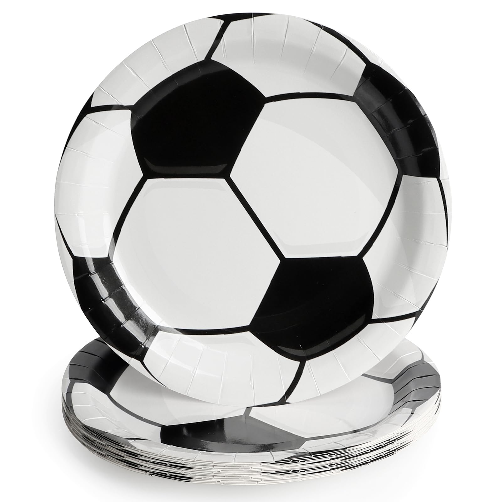 PARTY GO 16 Pcs 9" Paper Plates for Dinner and Dessert Football Disposable Plates Party Supplies Pack for Theme Soccer World Cup Decorations Serve 16 Guests
