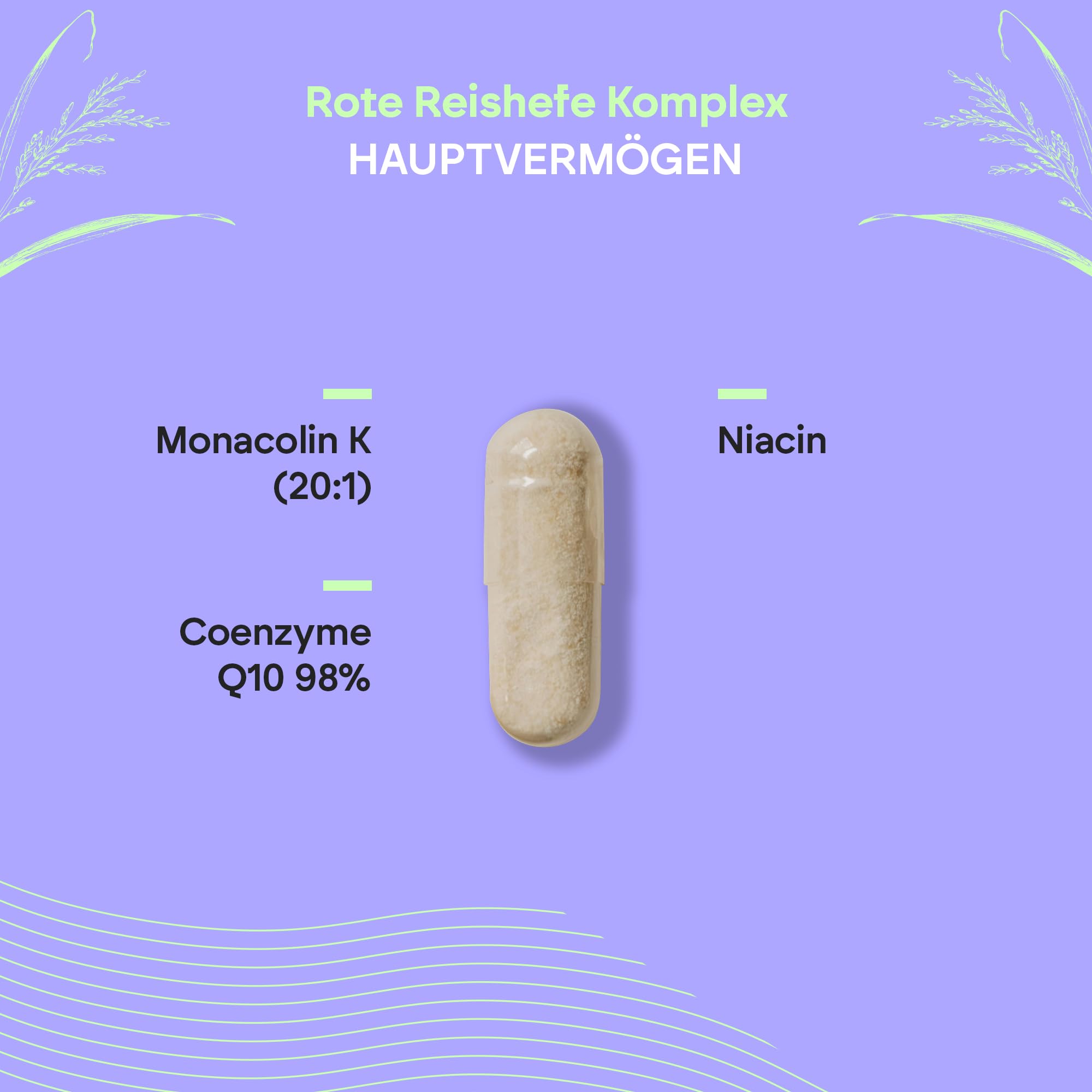 Fermentierter Roter Reis 2,9mg Monacolin K + Q10 + Vit C E - FermentierterRoter Hefereis - 90 Vegan Kapseln Nutralie