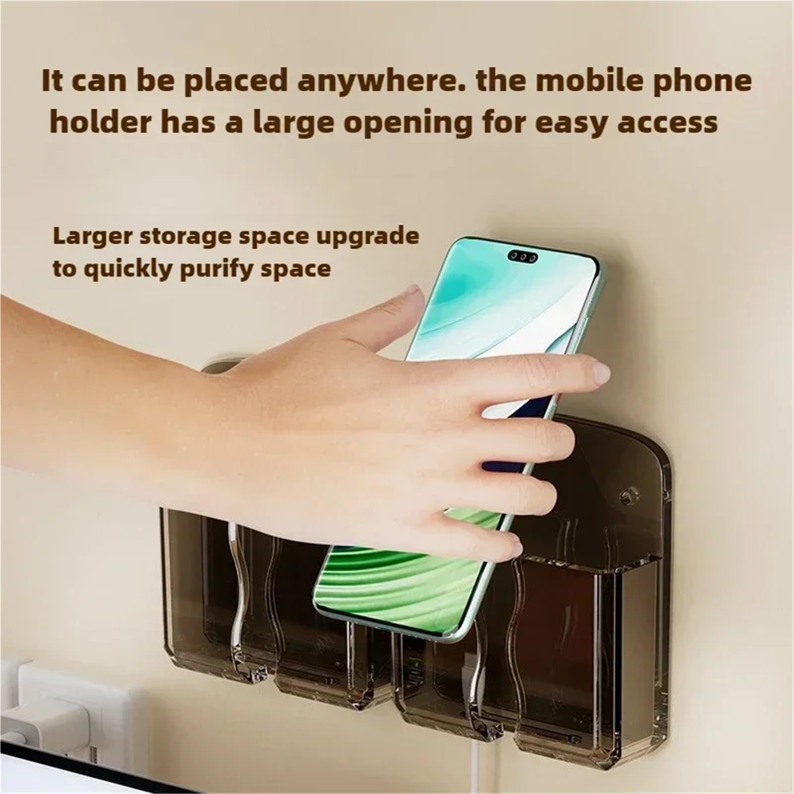 Soporte de pared para control remoto, 12 unidades, soporte de pared universal para teléfono celular, organizador de caja de carga para teléfono celular, soporte colgante para control remoto