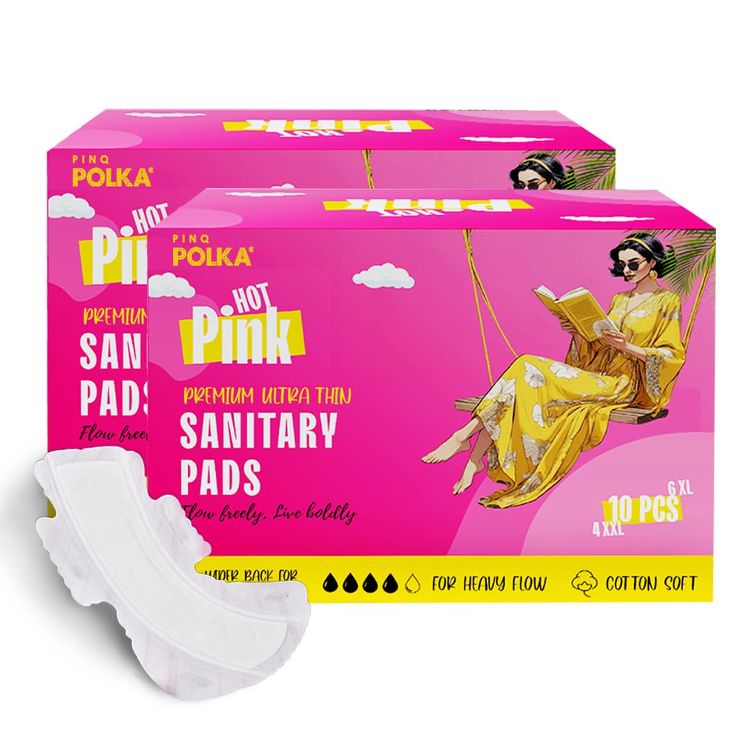 Sponsored Ad - Hot Pink Sanitary Pads For Women 20 Ultra-Thin Pads | 12 XL + 8 XXL Sanitary Napkins | Cotton Soft Feel, Rash Free, Skin Friendly, Wider Wing, 5 layers Leak Protection