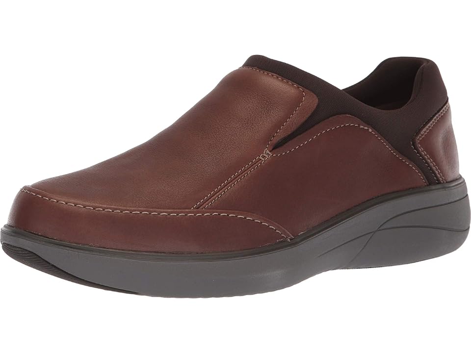 

Clarks Un Rise Step (Mahogany Tumbled Leather) Men's Slip on Shoes