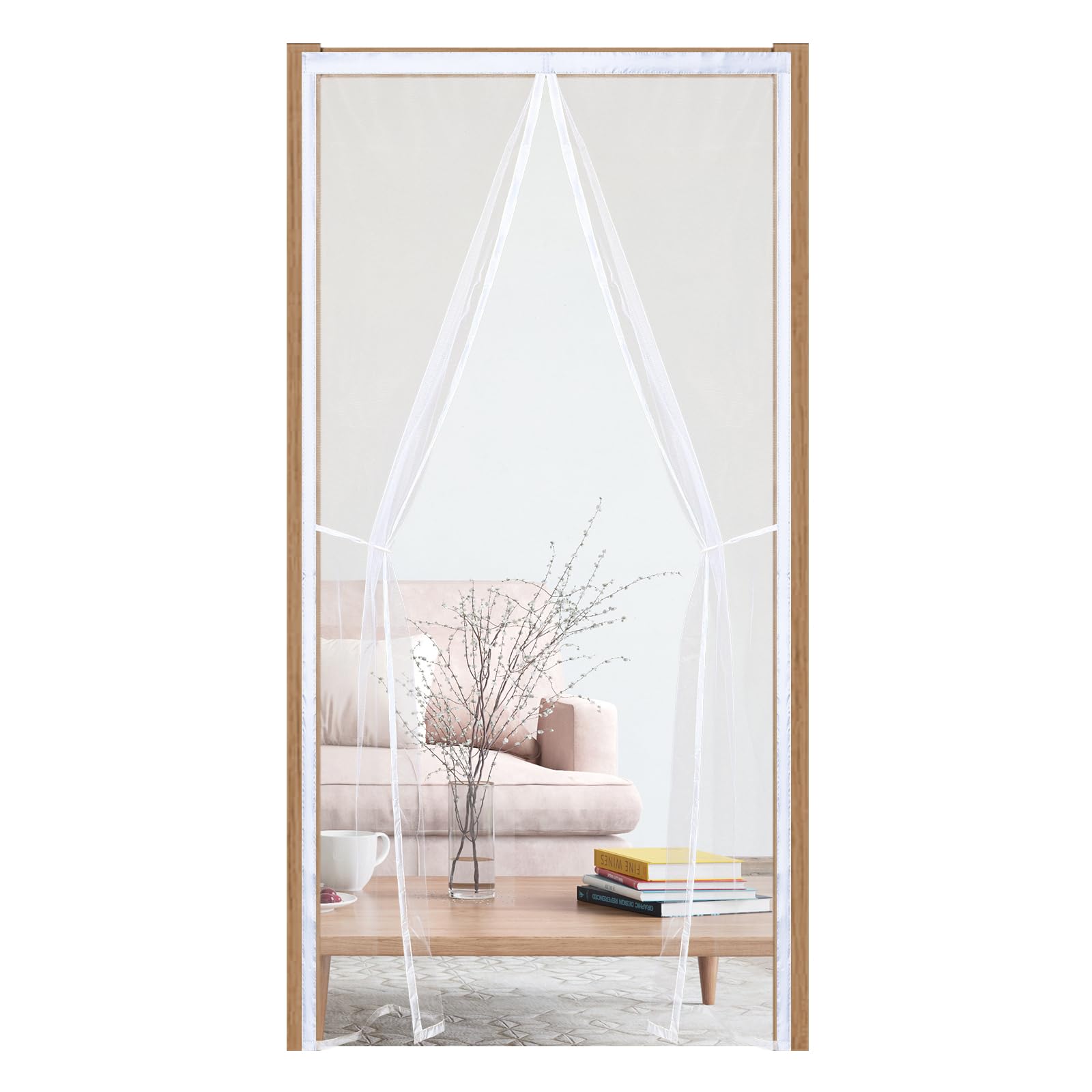 Magnetic Fly Screen for Doors 105x260cm,Magnetic Door Curtain & Mosquito Net, Breathable High-Density Mesh, Hands-Free Pet & Kid Friendly, Fits Various Sizes, Patio/Balcony/Sliding Door,White