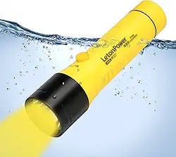 Lanterna de mergulho,LetonPower lanterna de mergulho profissional,1800 lumens lanterna a prova d'água,Type-C 100m lanterna mergulho, luz amarela 3000K lanterna a prova dagua caça subaquática