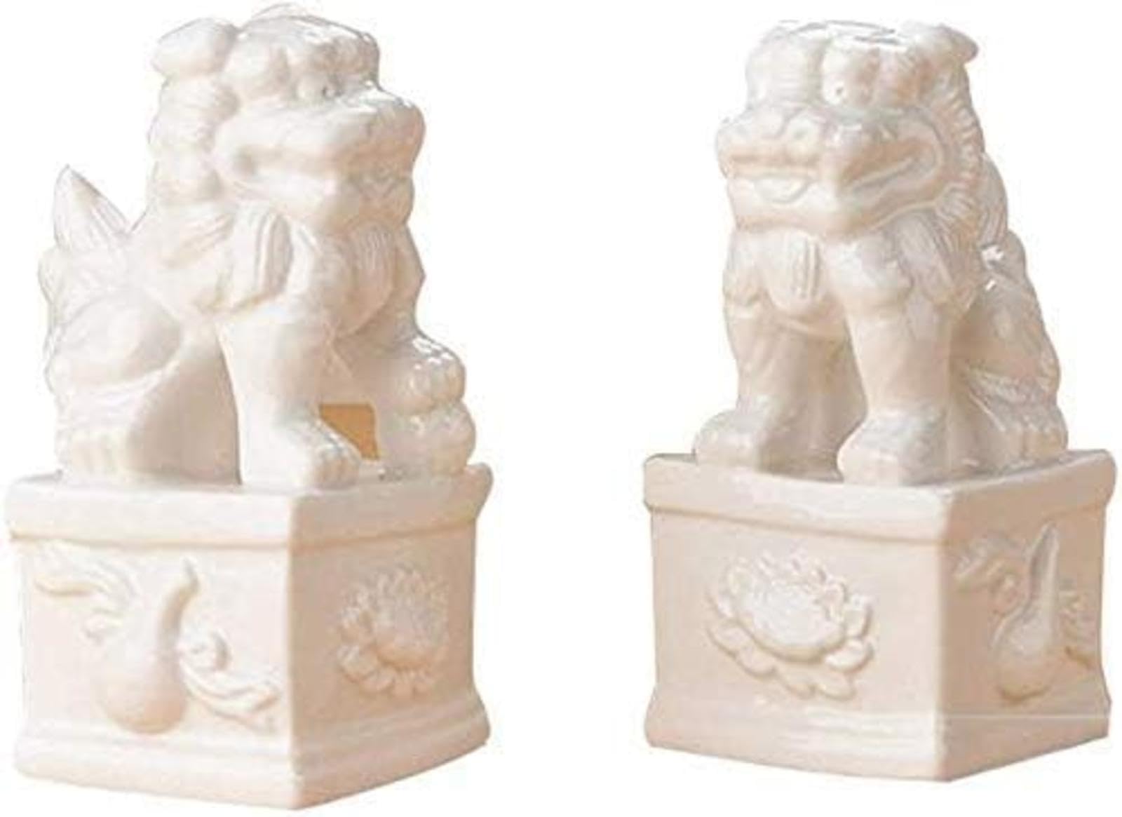 lachineuse - Gouden Chinese leeuwenbeeldjes - 2 Fu hondenfiguren - 11 x 6,5 x 4,5 cm - Aziatische Chinese decoratie - Feng Shui-decoratie voor thuis, kantoor, binnen - cadeau-idee China Azië