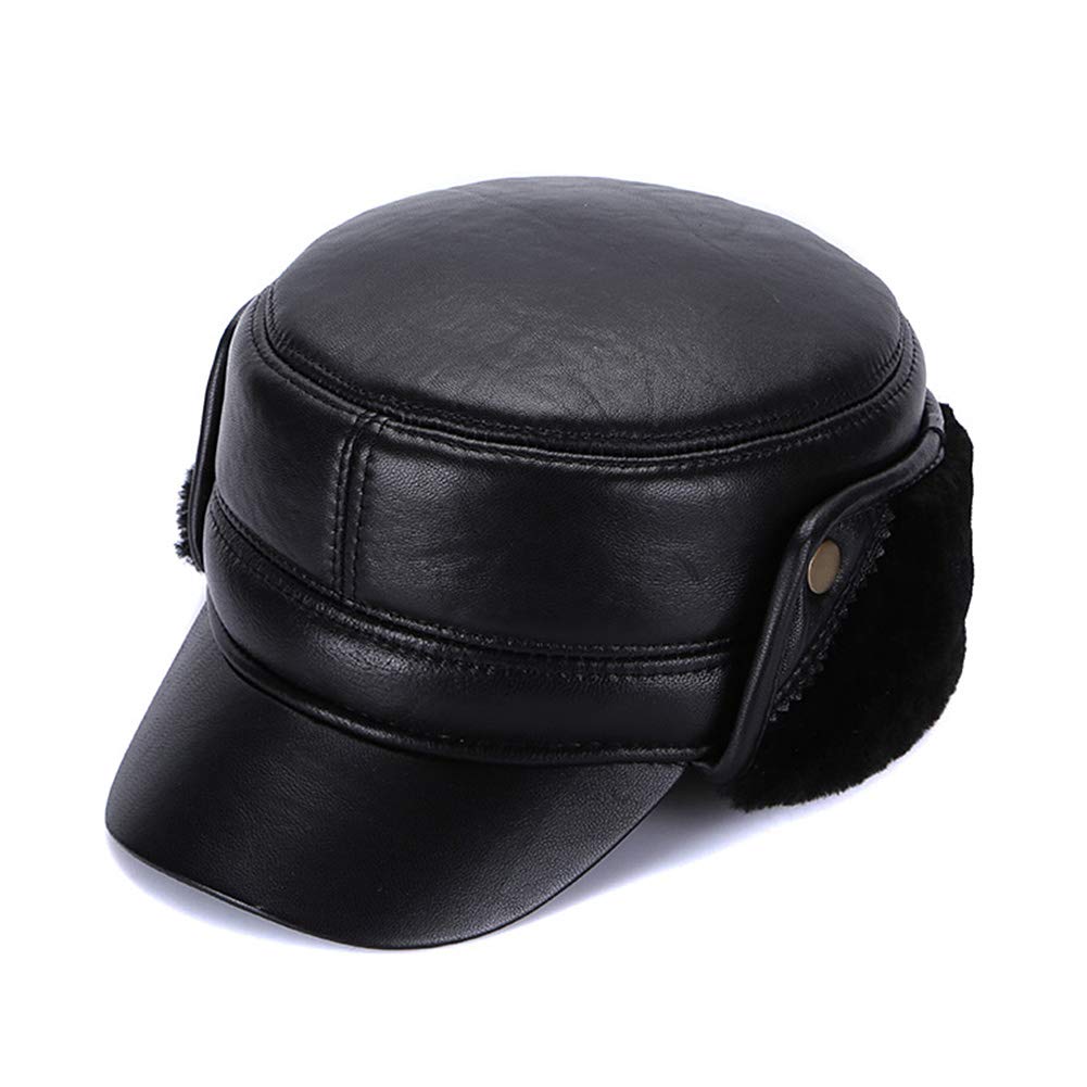 DongBao Cappello in Pelle, Berretto con Paraorecchie Invernali da Uomo,Inverno all'aperto Calore,Chapka