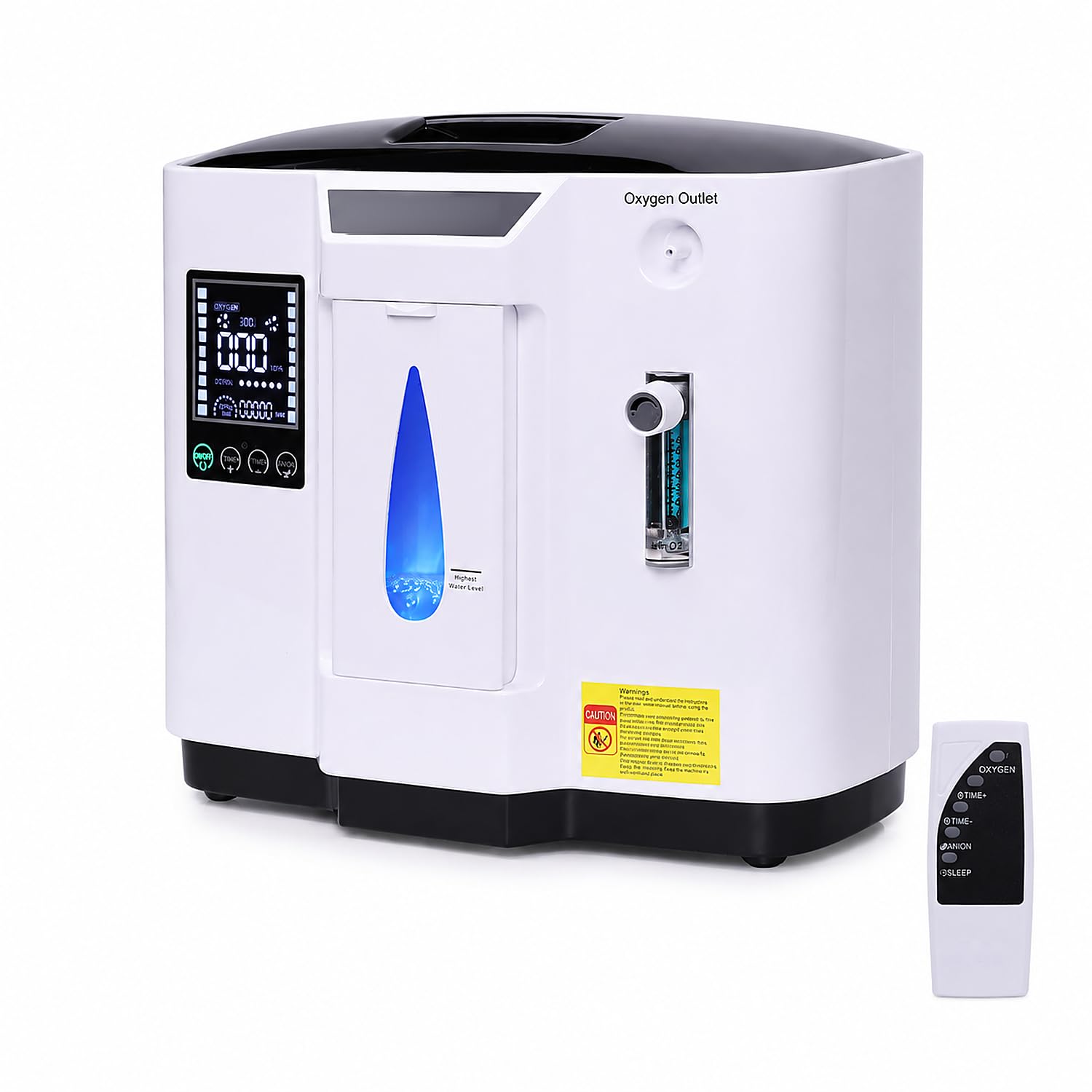 Sauerstoffkonzentrator, 1-7 L/min einstellbar, tragbares Gerät für Zuhause und Reise, 30-93% Sauerstoffkonzentration, Touch-Display, Timer, Fernbedienung, Negativ-Ionen-Modus