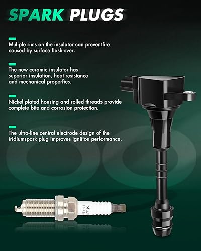 Vista 2190 de SCITOO 1 bobinas de encendido con 4 bujías de iridio para Chevrolet 2011-2015 Cruze 1.4L 2016 Cruze Limited 1.4L 2012-2020 Sonic 1.4L 2013-2021 Trax