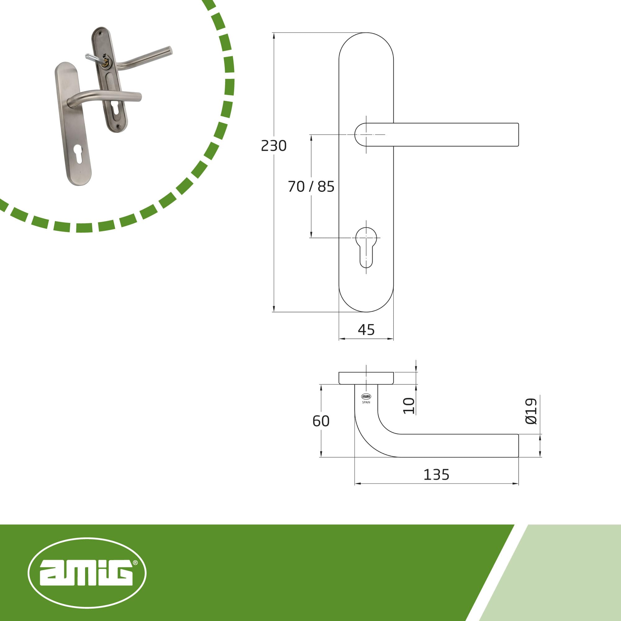 Formani 1502K032INXX0 BASICS LB52V Massieve Voordeurknop Vast Op Rozet Mat Roestvast Staal