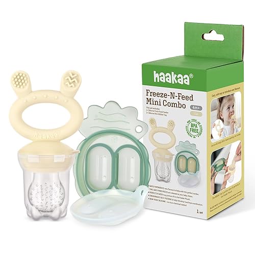 Haakaa Freeze-N-Feed Mini Combo con alimentador de alimentos de silicona y mini bandeja de silicona Alimentador automático de alimentos sólidos