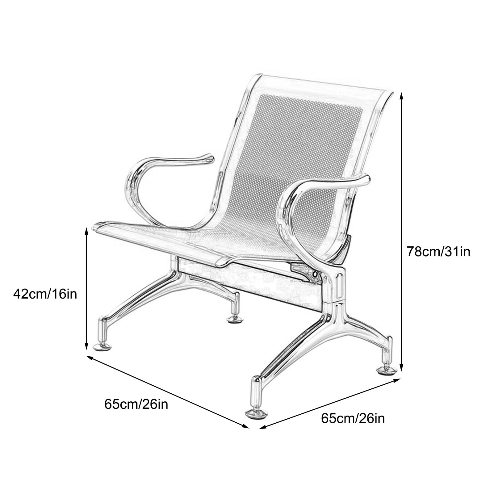 Wartezimmer Stühle, Wartezimmerbank, Wartebank mit Armlehnen, 150 Kg Tragkraft, Empfangsstuhl für Flughafen, Klinik, Büro(Blue)