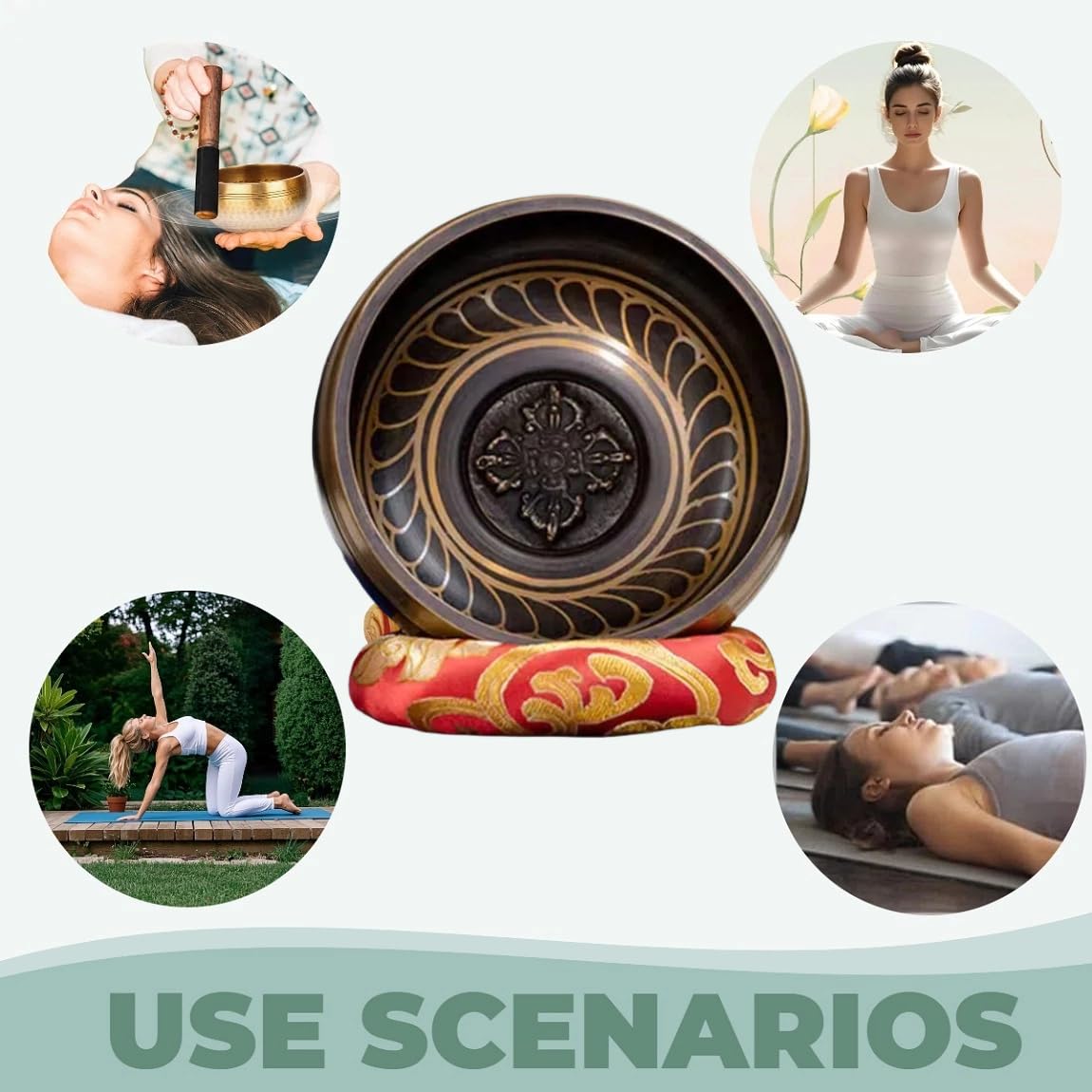 Klangschalen Set, Tibetische Meditation Stressabbau, Zen-Dekor, Schale handgefertigt in Nepal für Heilung Achtsamkeit Singing Bowl